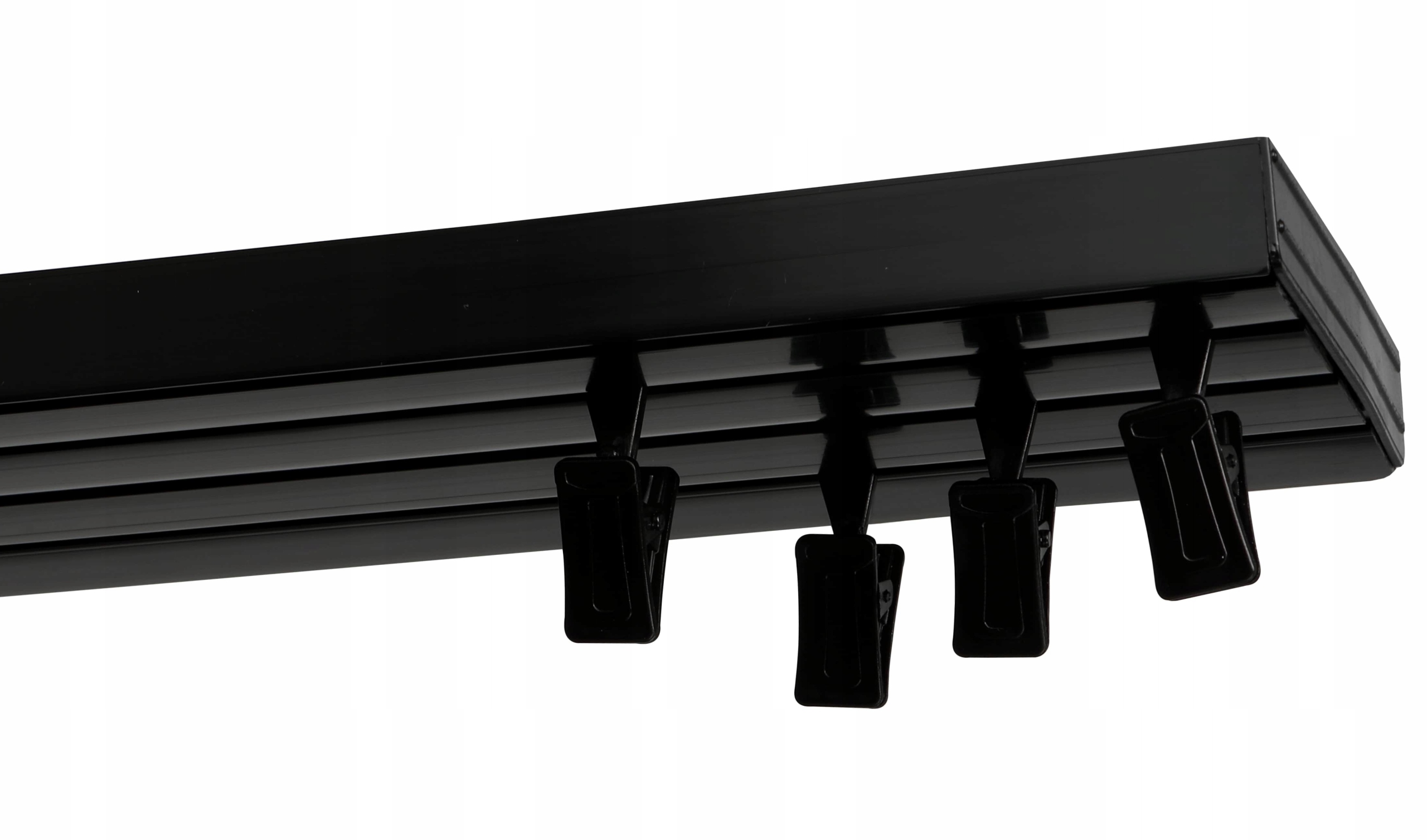 Karnisz sufitowy potrójny czarny PCV na wymiar szyna sufitowa żabki