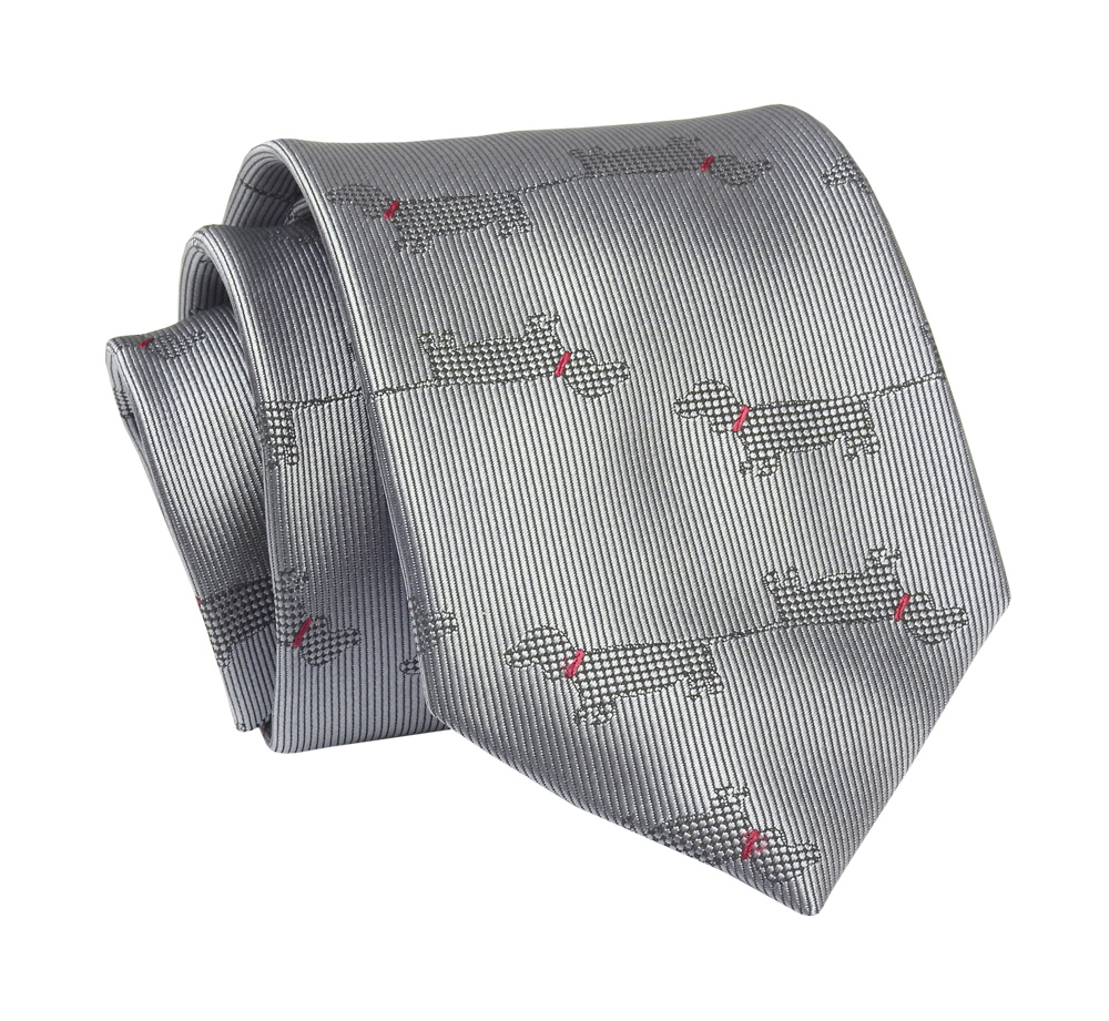 

Szary Klasyczny Krawat w Pieski Jamniki 7cm Alties