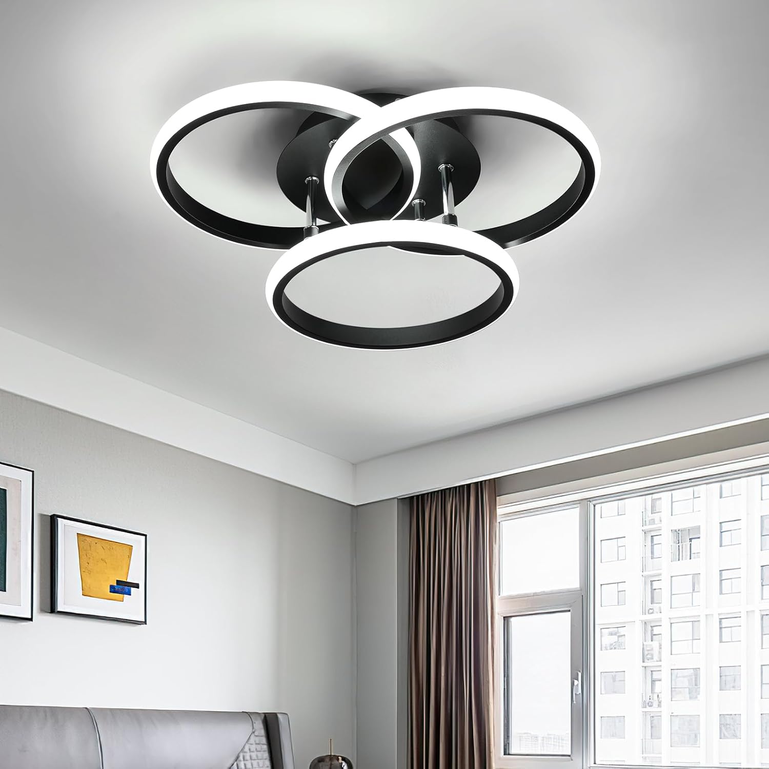 Plafon Led 40 cm 40 W Czarny Zimna Biel 6500 K do Sypialni Kuchni