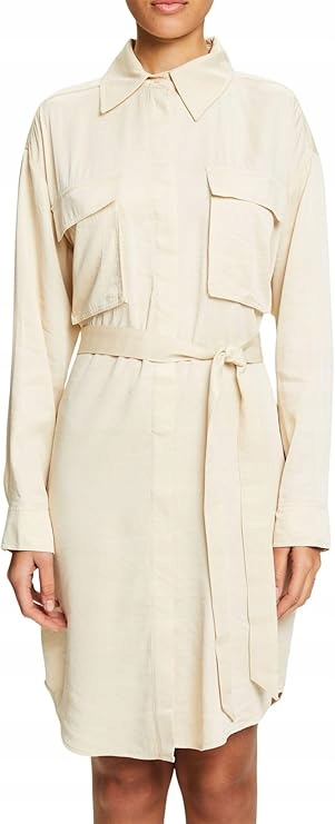 Esprit Krémová Šaty Sukně S Kapsami A Páskem 44 J9C