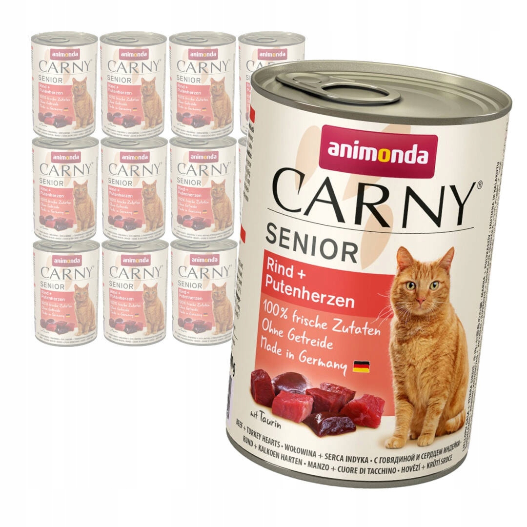 Levně Animonda Carny Senior 12x400g Mokré Krmivo Pro Kočky Hovězí krůtí srdce