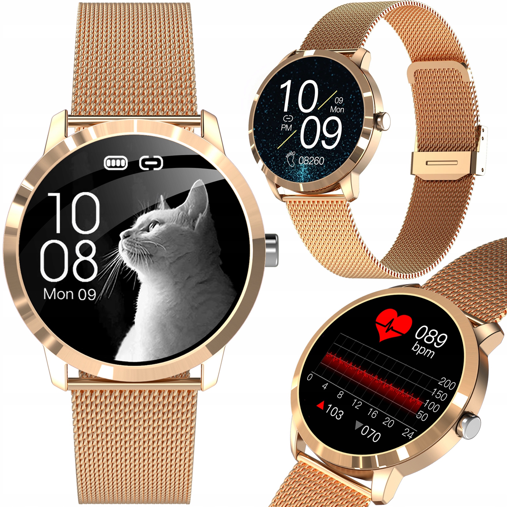 ZEGAREK DAMSKI SMARTWATCH WODOODPORNY MENU PL