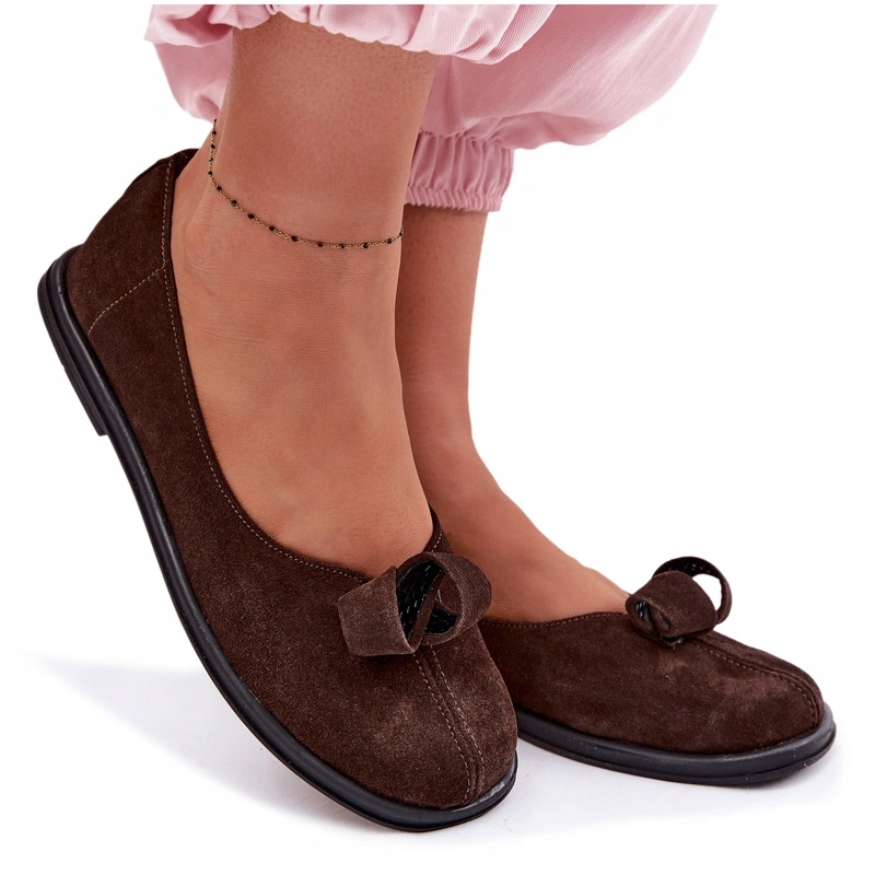 Dámské Polobotky Kožené Ploché Elegantní Semišové Zazoo 379 Čokoládové 41