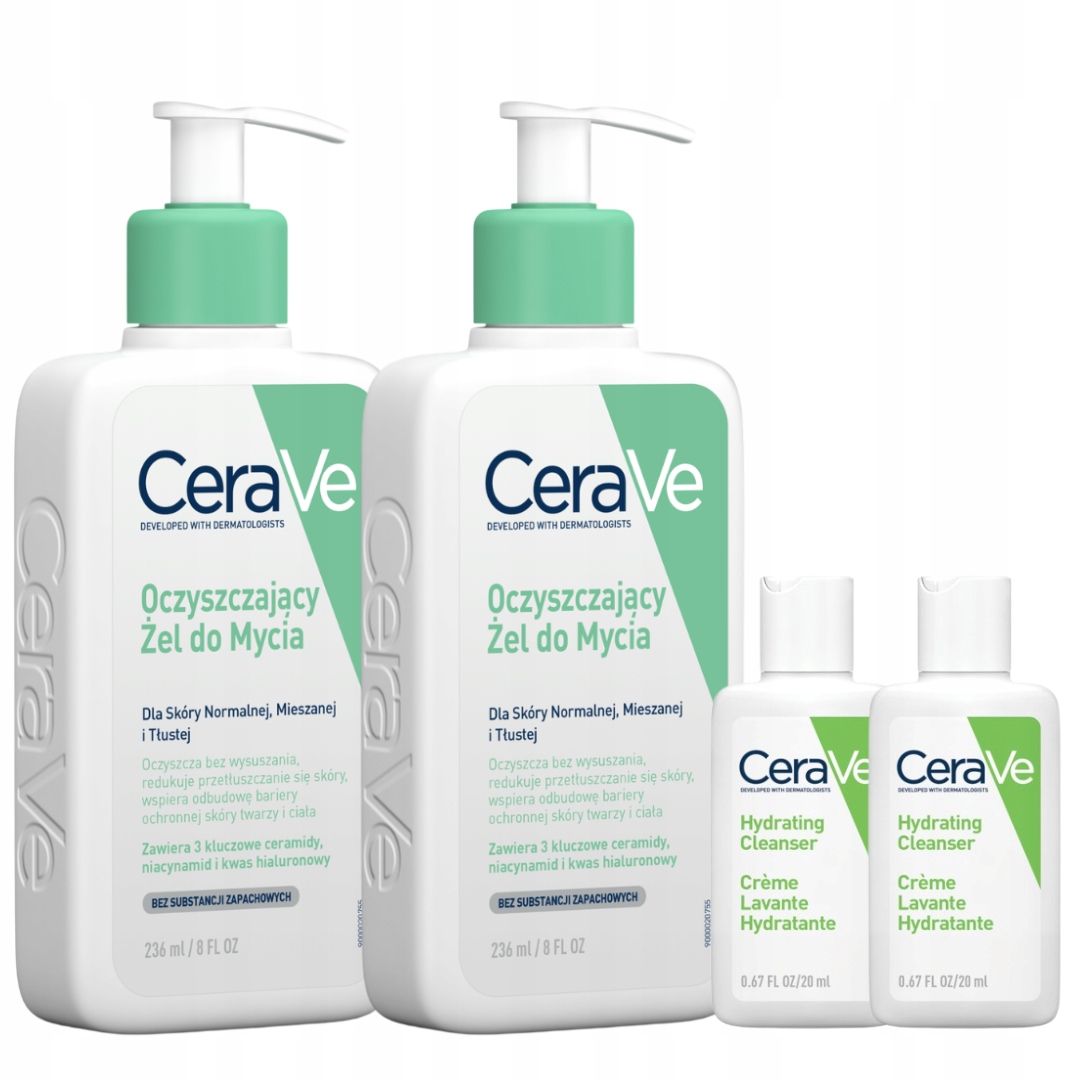 CeraVe Żel Oczyszczający do Mycia Twarz Ciało 236ml x2 Zestaw