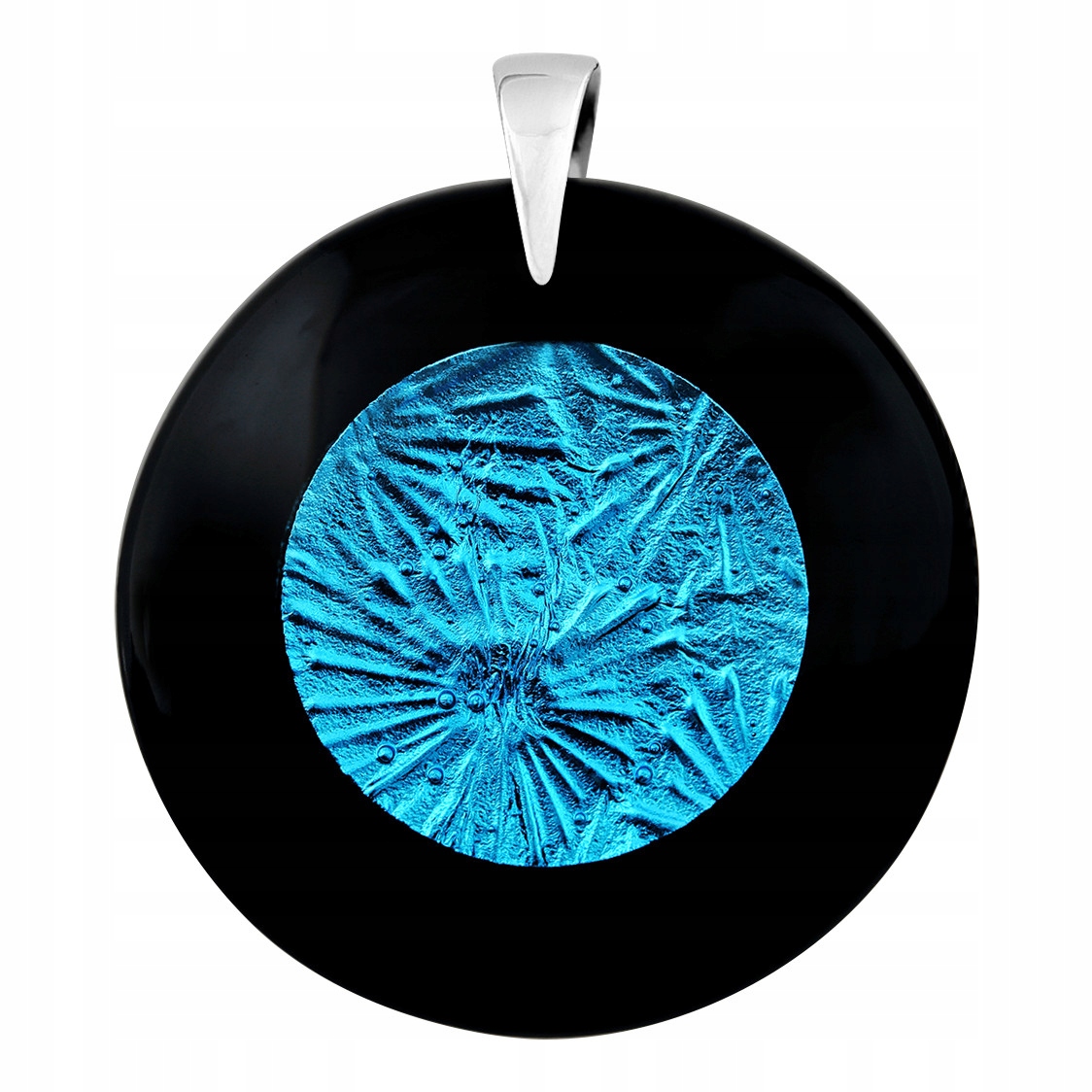 Dámský modrý přívěsek Harf sklo murano kolečko