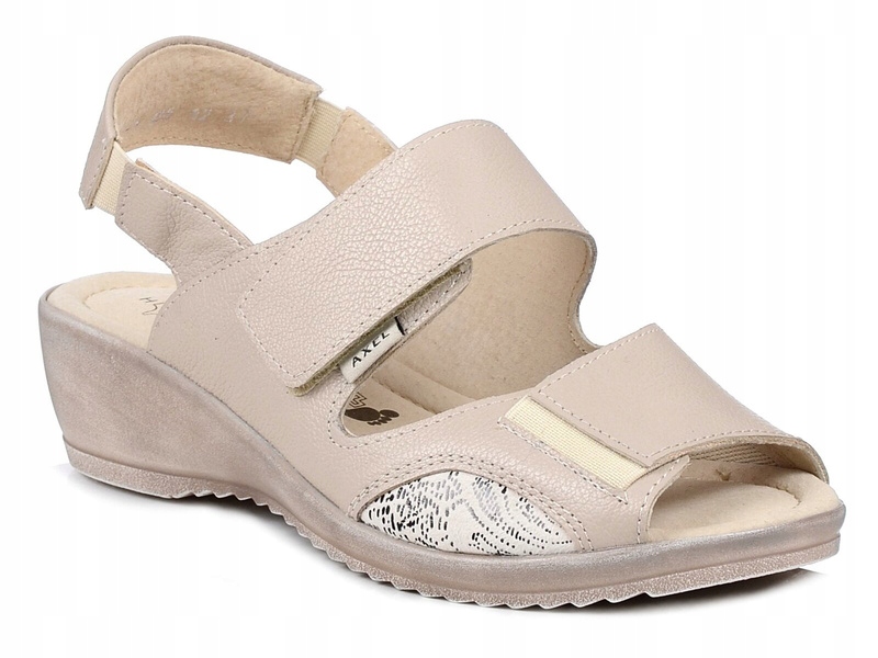 Sandały damskie na koturnie szerokie skórzane Kosela Medic 2517 38