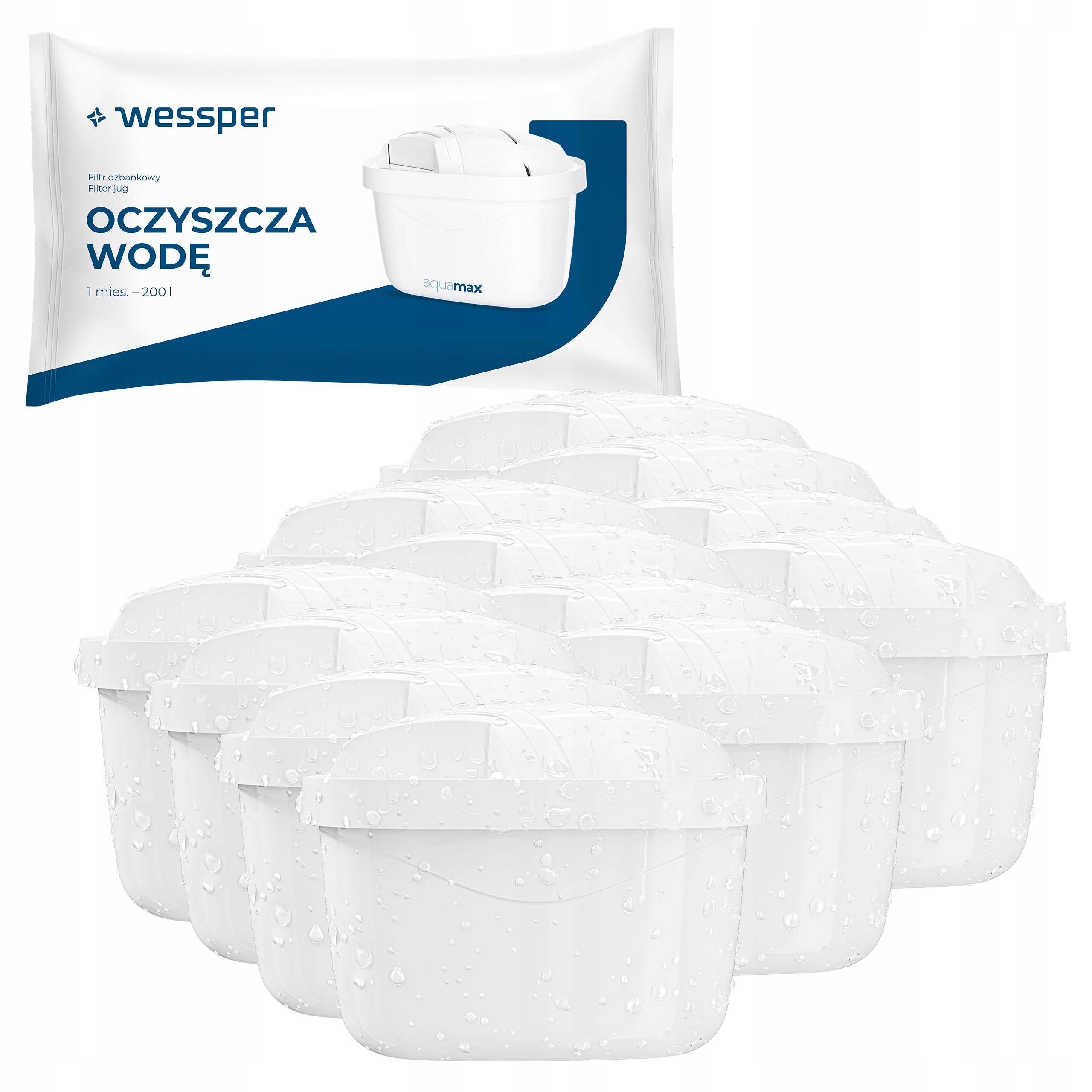 Wkład filtrujący Wessper aquamax 95g do dzbanka do wody Brita 12 sztuk