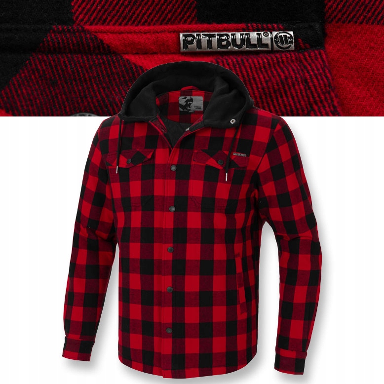Pánská bavlněná flanelová bunda Pitbull s kapucí s kapucí, přechodová
