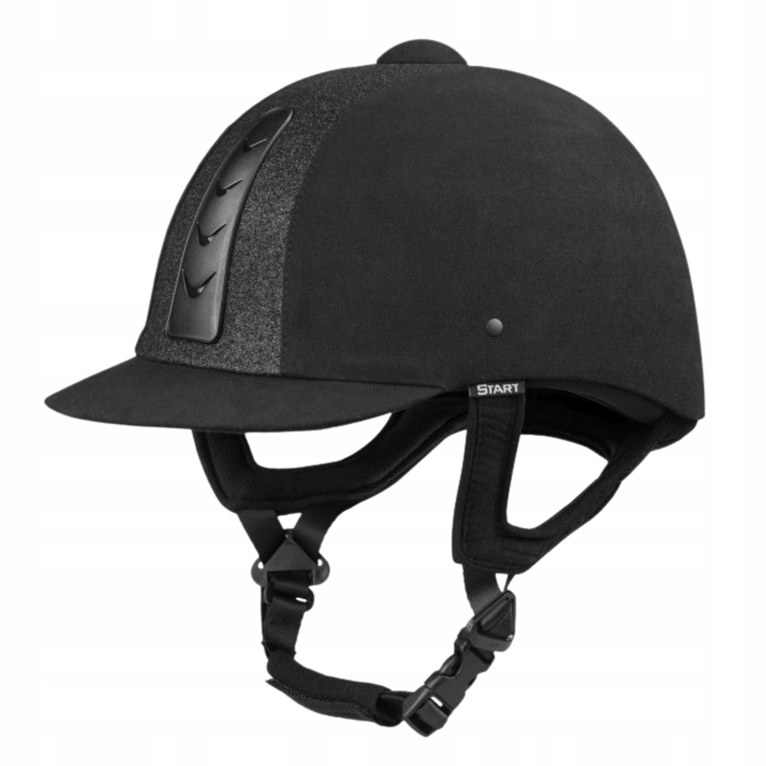 Regulowany kask jeździecki do jazdy konnej czarny z ozdobną wstawką M 57-58