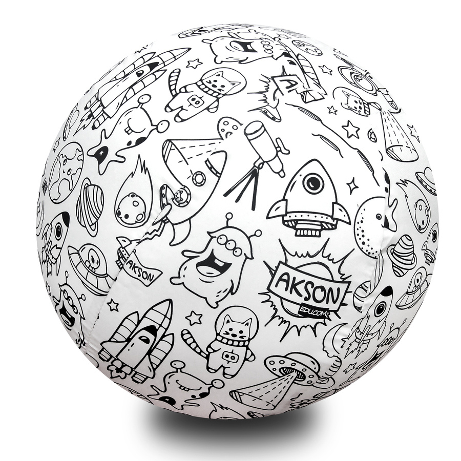 Piłka dla dzieci do kolorowania z balonem lekka wzór: KOSMOS