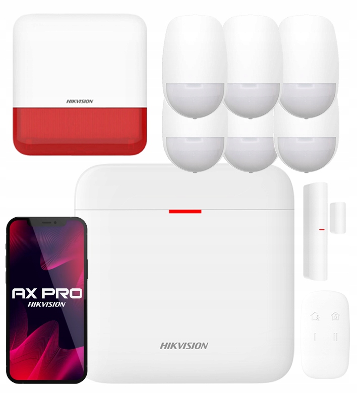 Alarmová sada WiFi Ax Pro Hikvision 6x Detektor Pir Syrena Vonkajšia aplikácia