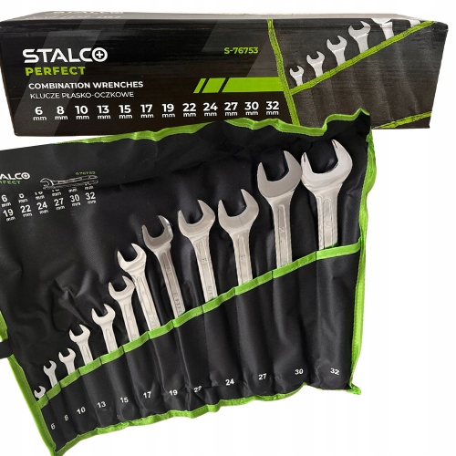 Stalco Klucze płasko-oczkowe 6-32mm 12 el. polerowane CrV komplet