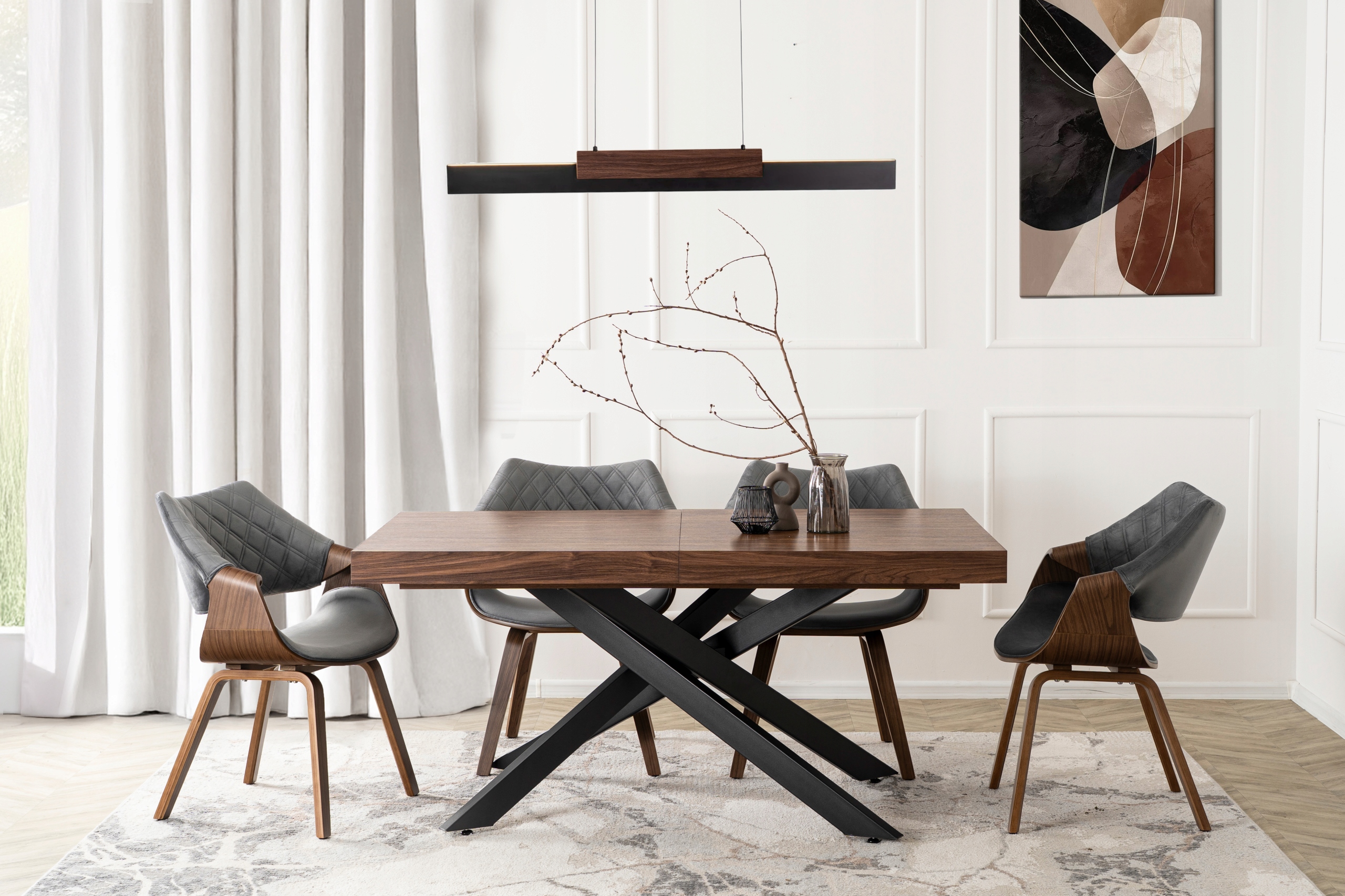 Krzesło LUISE szare orzech