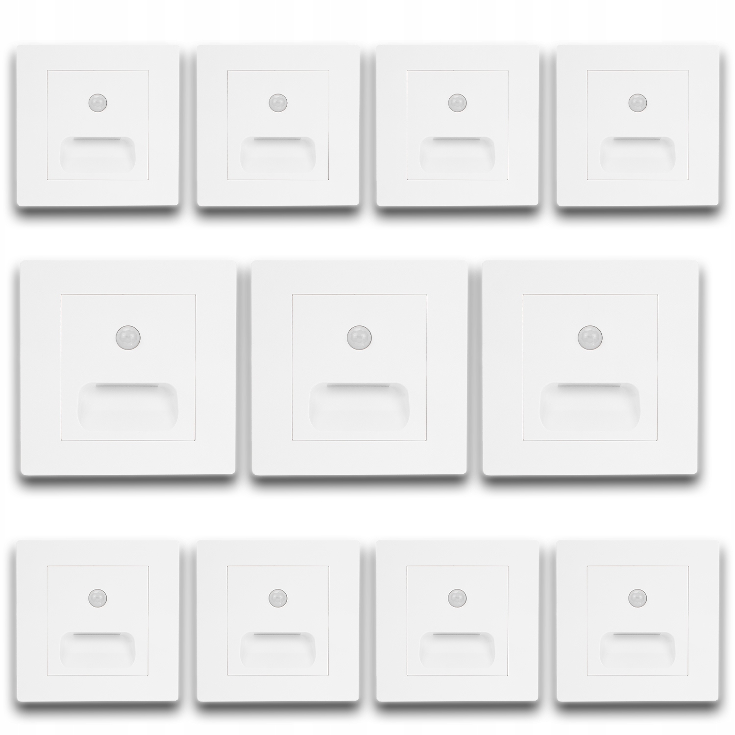 11 X Led Schodišťová Lampa Bílá, Osvětlení Schodů, Senzor Pohybu Soumraku
