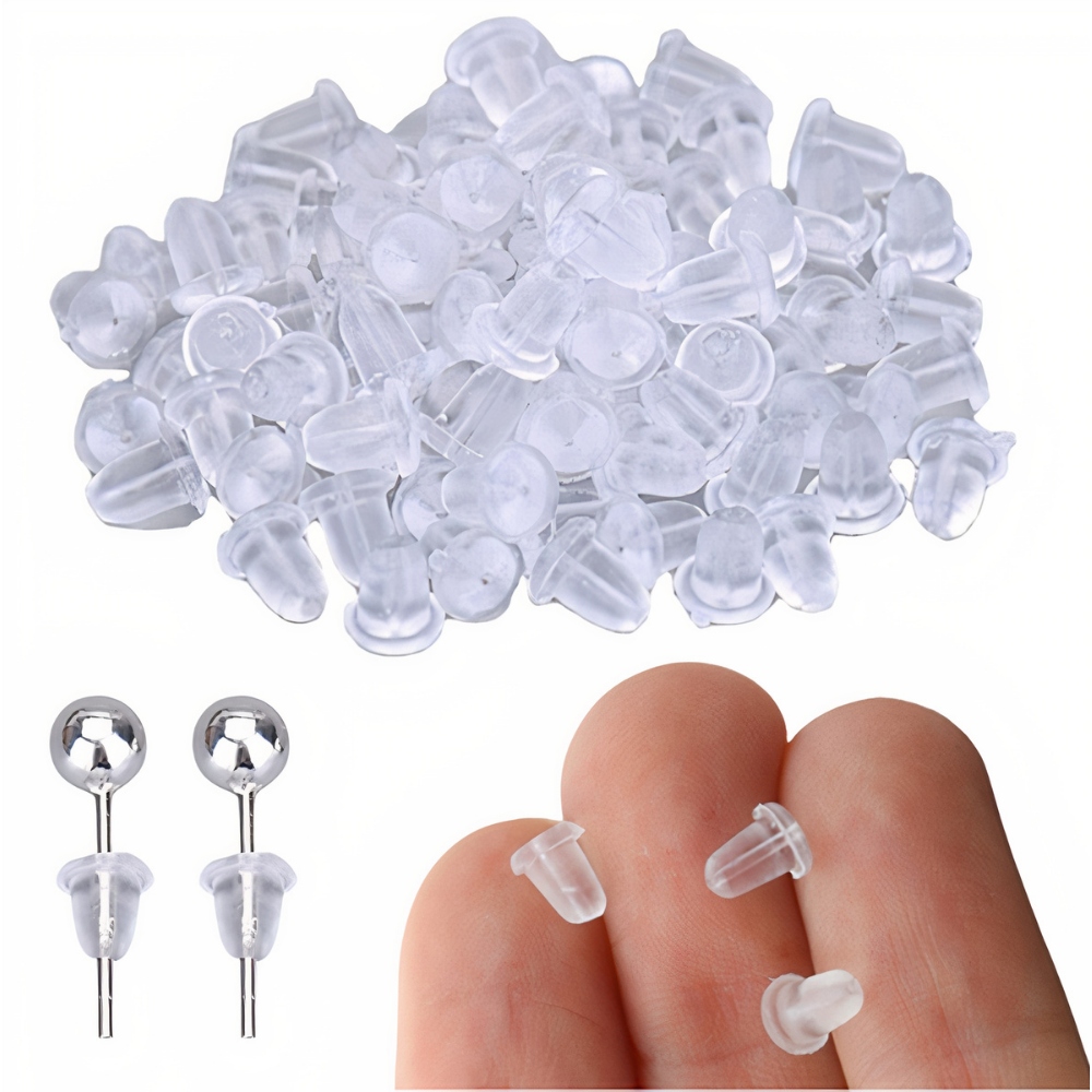 SILIKONOWE ZATYCZKI KOLCZYKÓW ZAPIECIA GUMOWE x100 Stan opakowania oryginalne