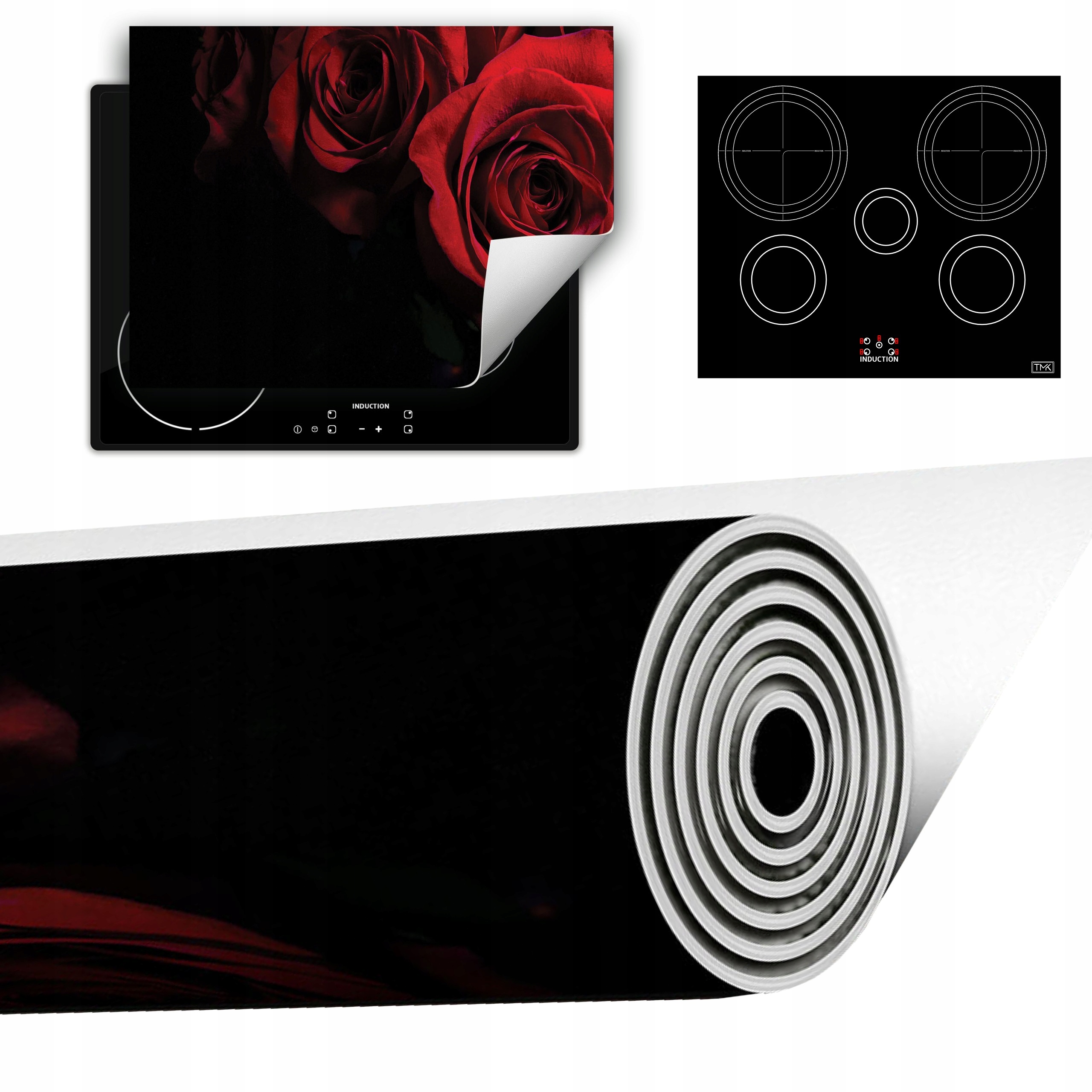 Vinylová Podložka Do Kuchyně Více Místa 70x52 černá červená růže
