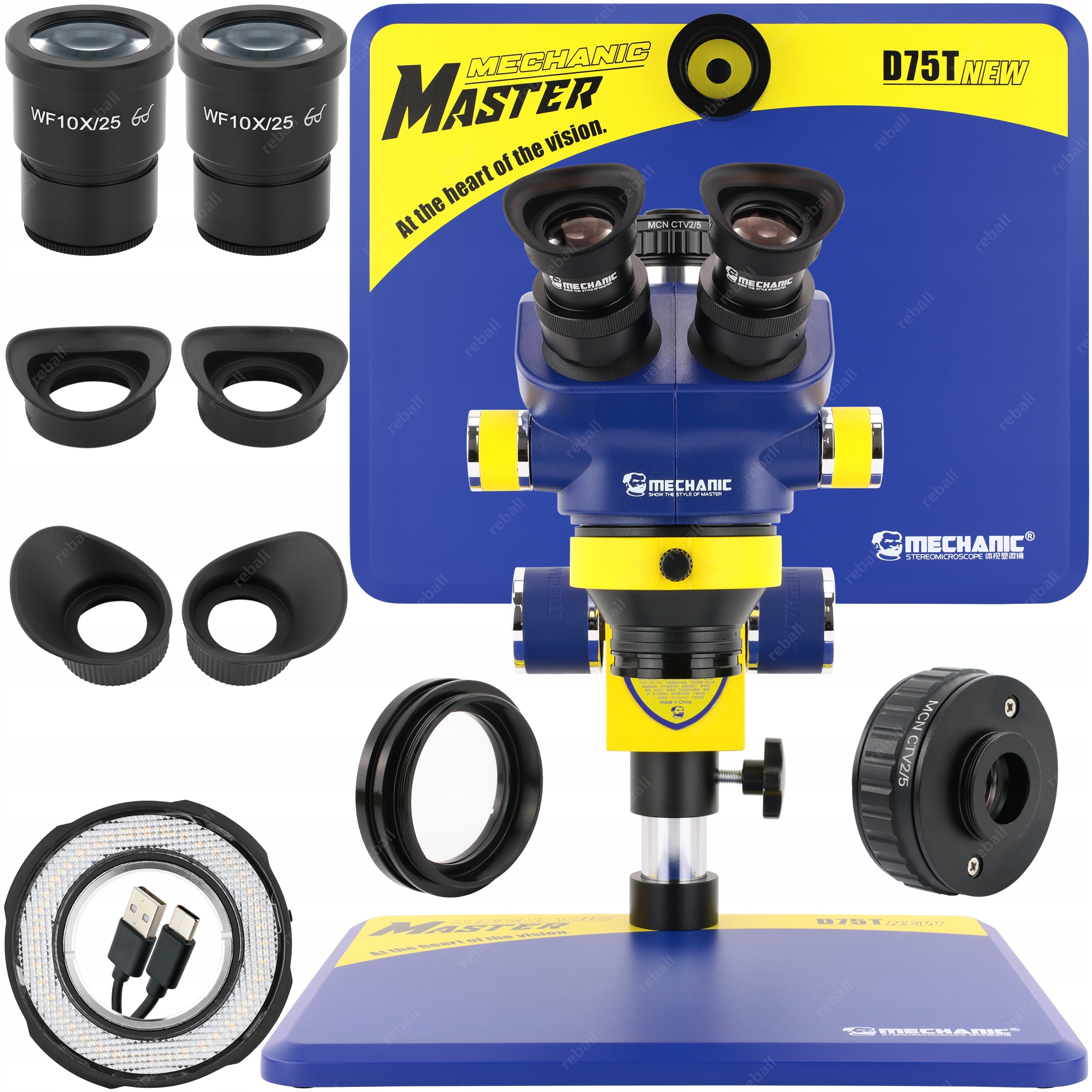 Stereoskopický Mikroskop Pro Elektroniku Mechanic D75T-B11 7-50x WF10/25 Led