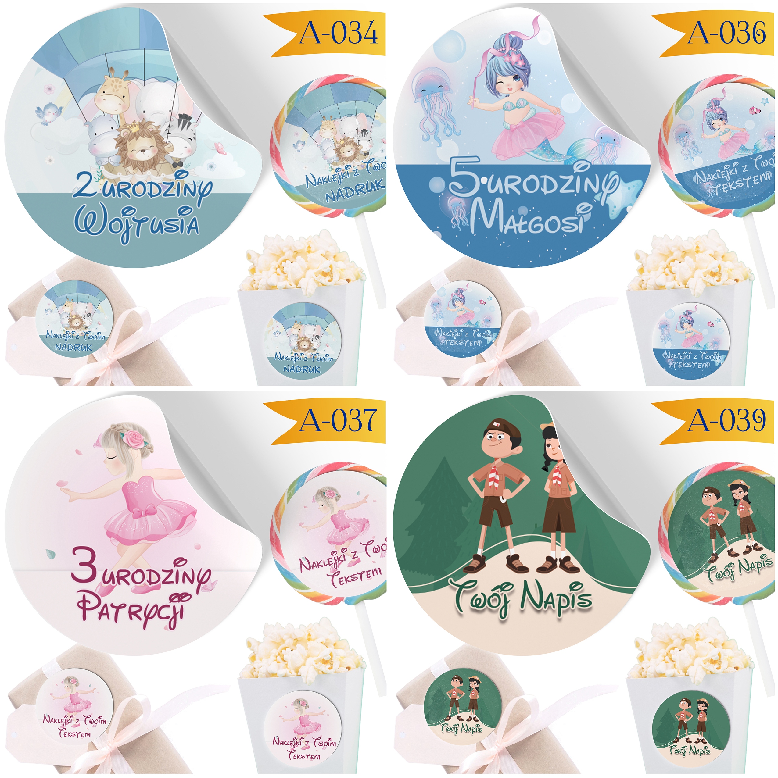 TOREBKI + NAKLEJKI NA CUKIERKI PREZENT URODZINY DZIECI PRZEDSZKOLA - 24 SZT Wysokość produktu 26 cm