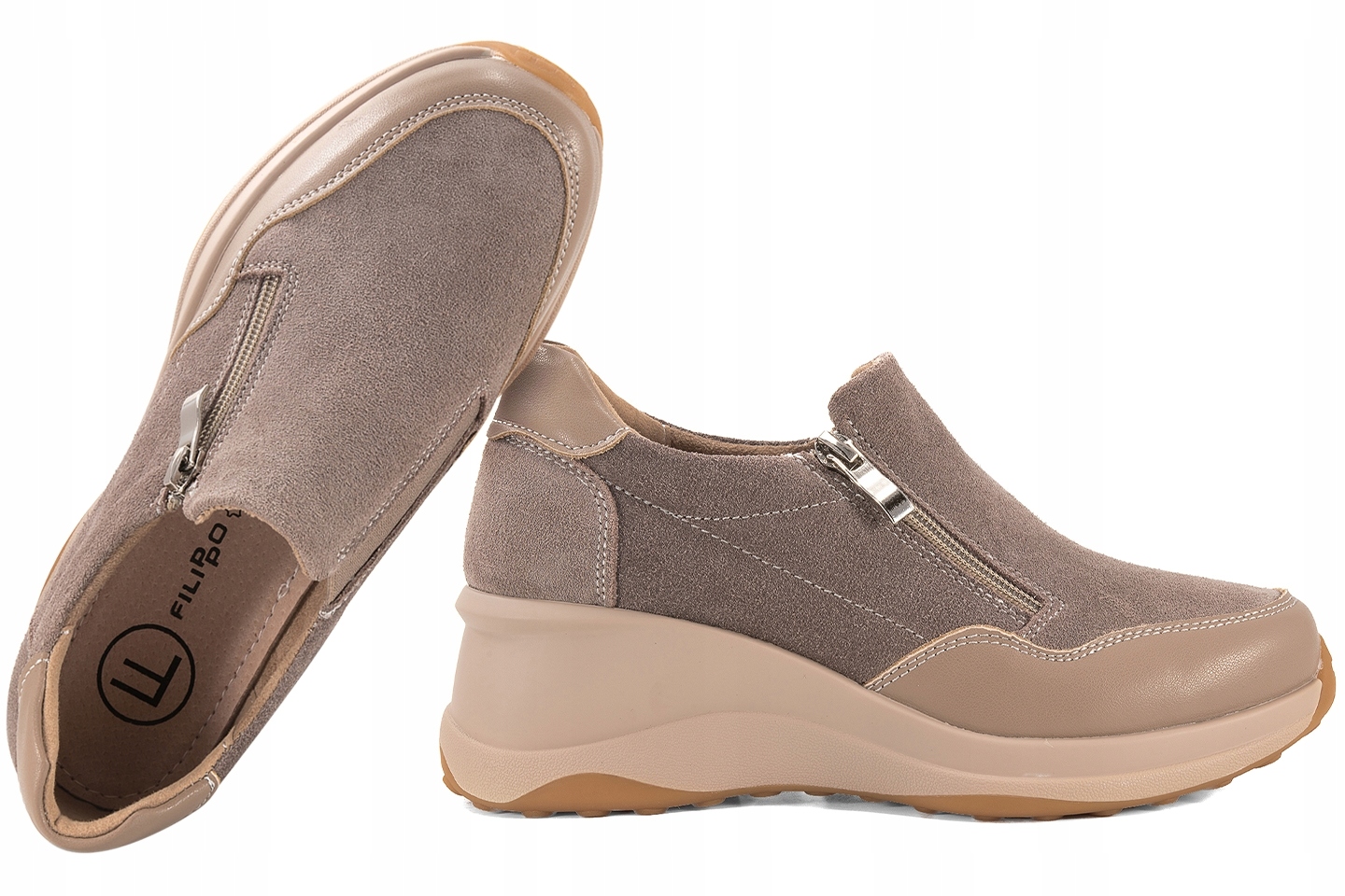 Filippo DP6473 Dámské Polobotky Tenisky Kožené Mokasíny Na Klínku 41 B