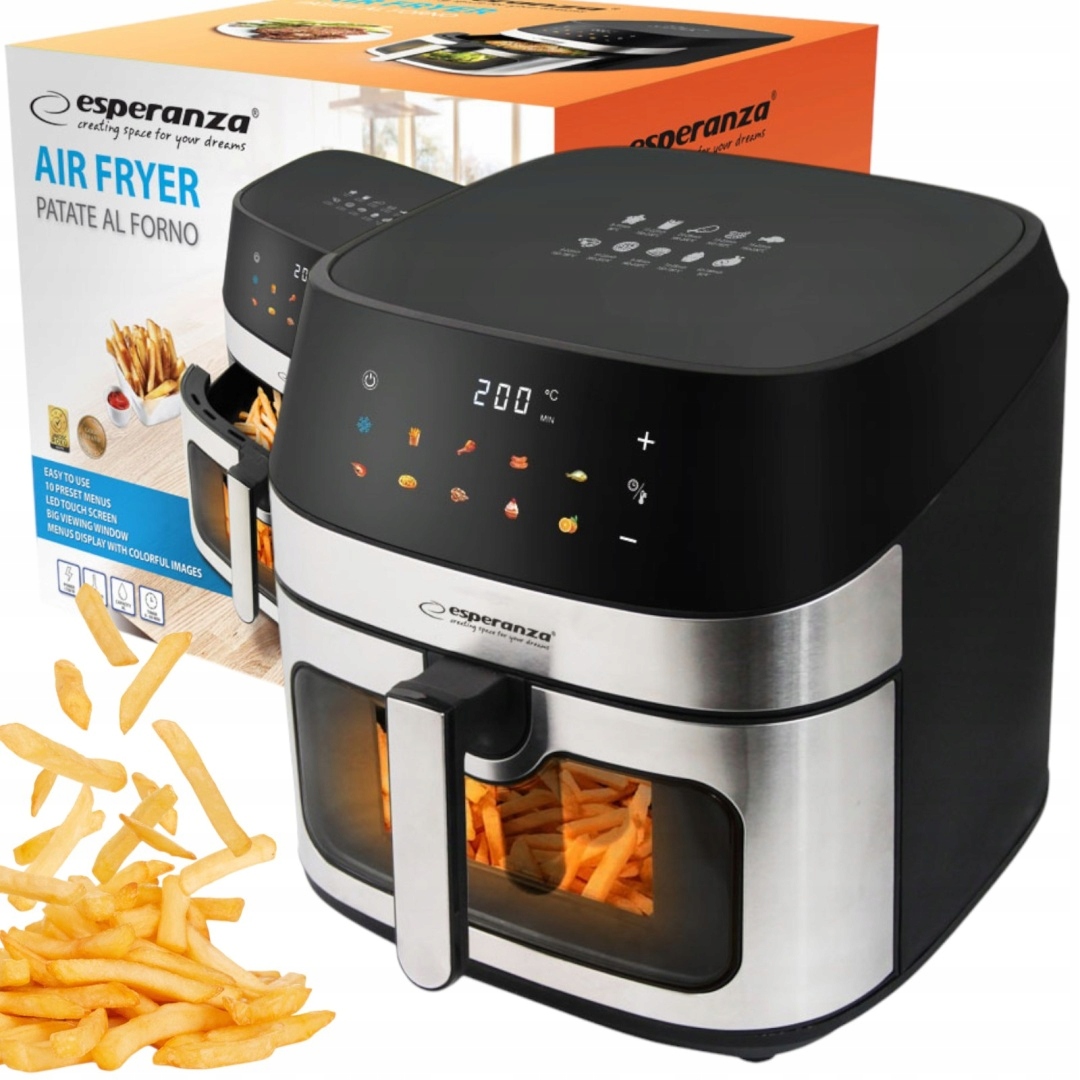 Duża Frytkownica Beztłuszczowa Air Fryer 8L1600W 8 Automatycznych Funkcji