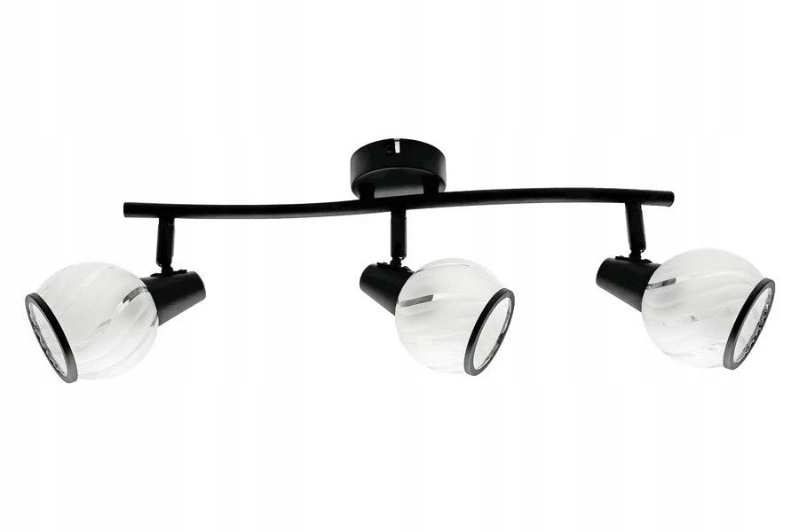 Stropní svítidlo, černá skleněná stínítka, reflektory nastavitelné, 3 body Reality