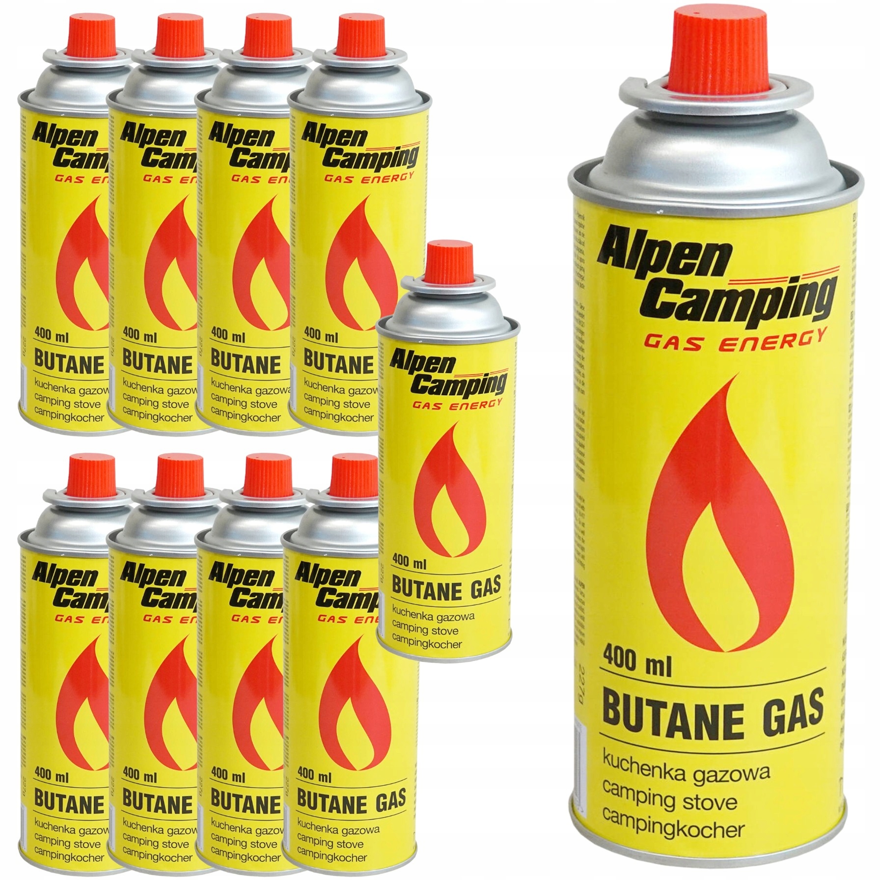 Zestaw Kartuszy Gazowych Alpen Camping 400ml Do Kuchenek Zapalarek Palników