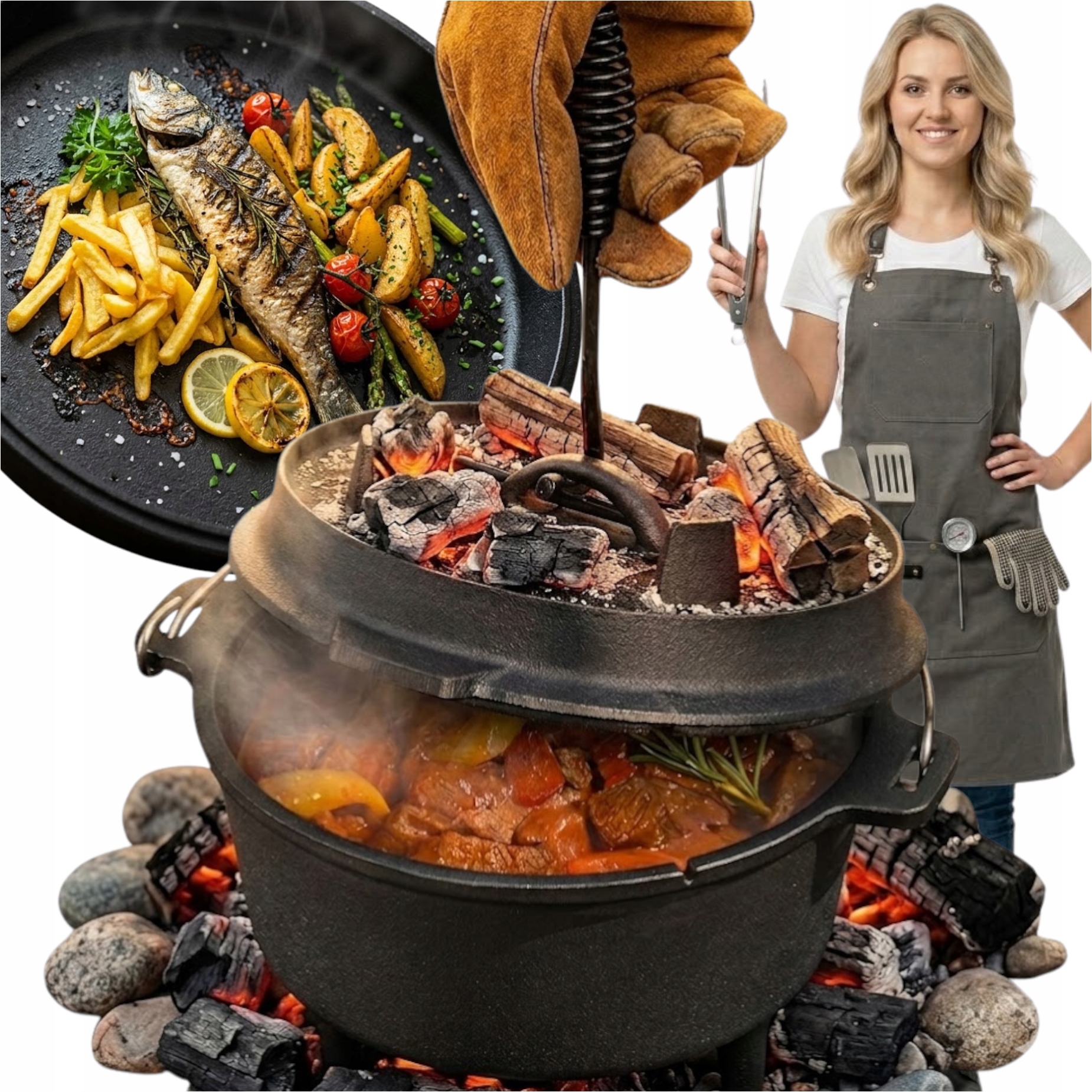 Kociołek Lovecký Maďarský hrniec Na Grilovanie Ohnisko Bbq S Panvicou
