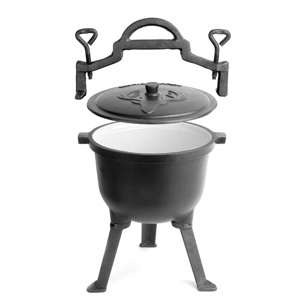 Kociołek Myśliwski 5 L EMALIA Żeliwny GARNEK na OGNISKO Emaliowany Pojemność 5 l