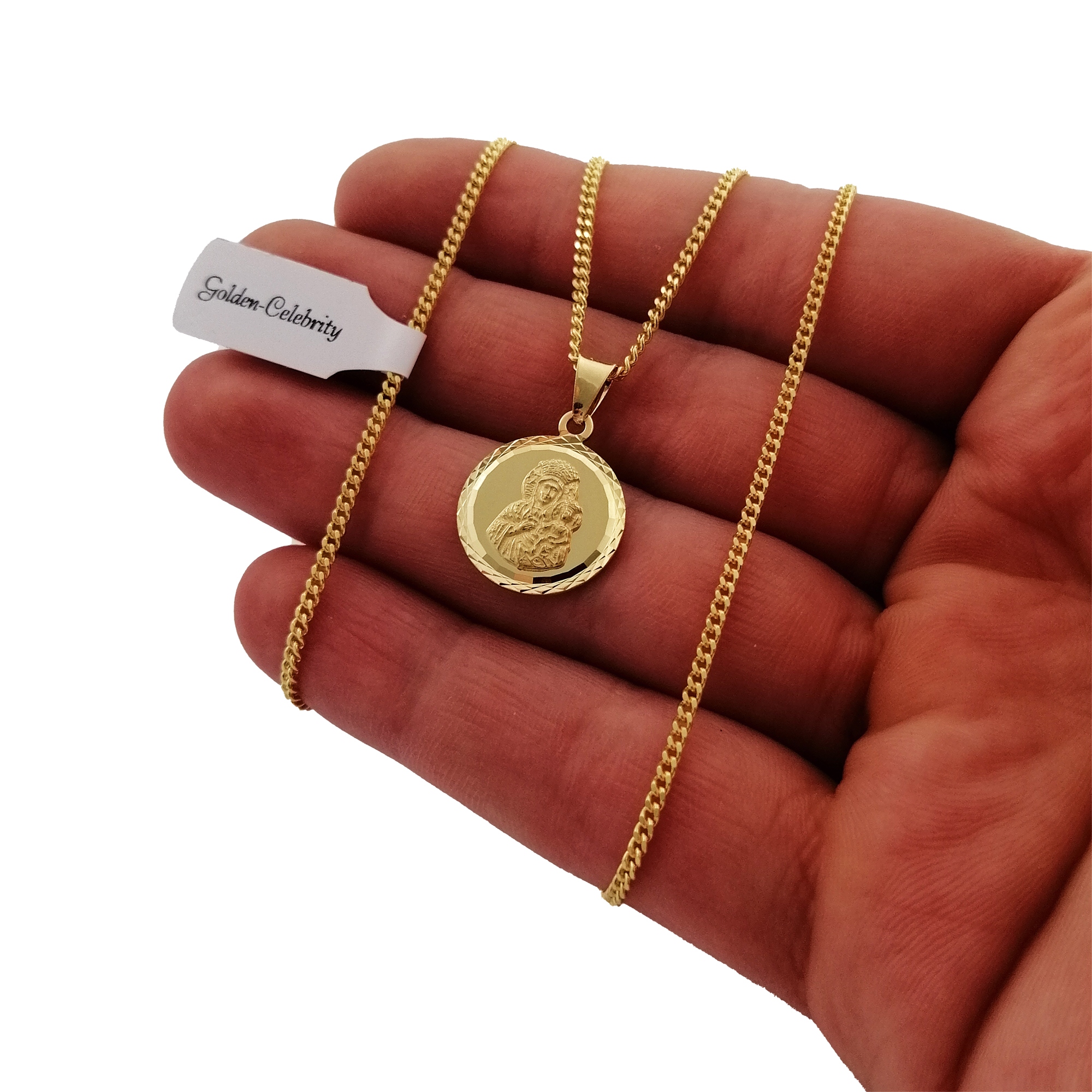 ZŁOTY ŁAŃCUSZEK + MEDALIK MATKA BOSKA PR. 925/585 + GRAWER KOMUNIA CHRZEST Stan opakowania oryginalne