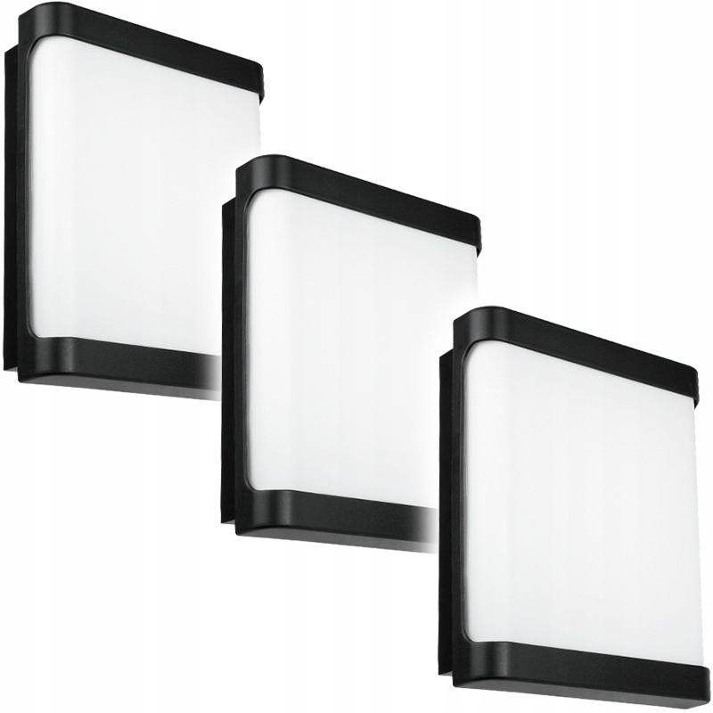 3x Zewnętrzny Kinkiet Led Ścienny Czarny Wodoodporny Na Balkon Taras Ogrodu