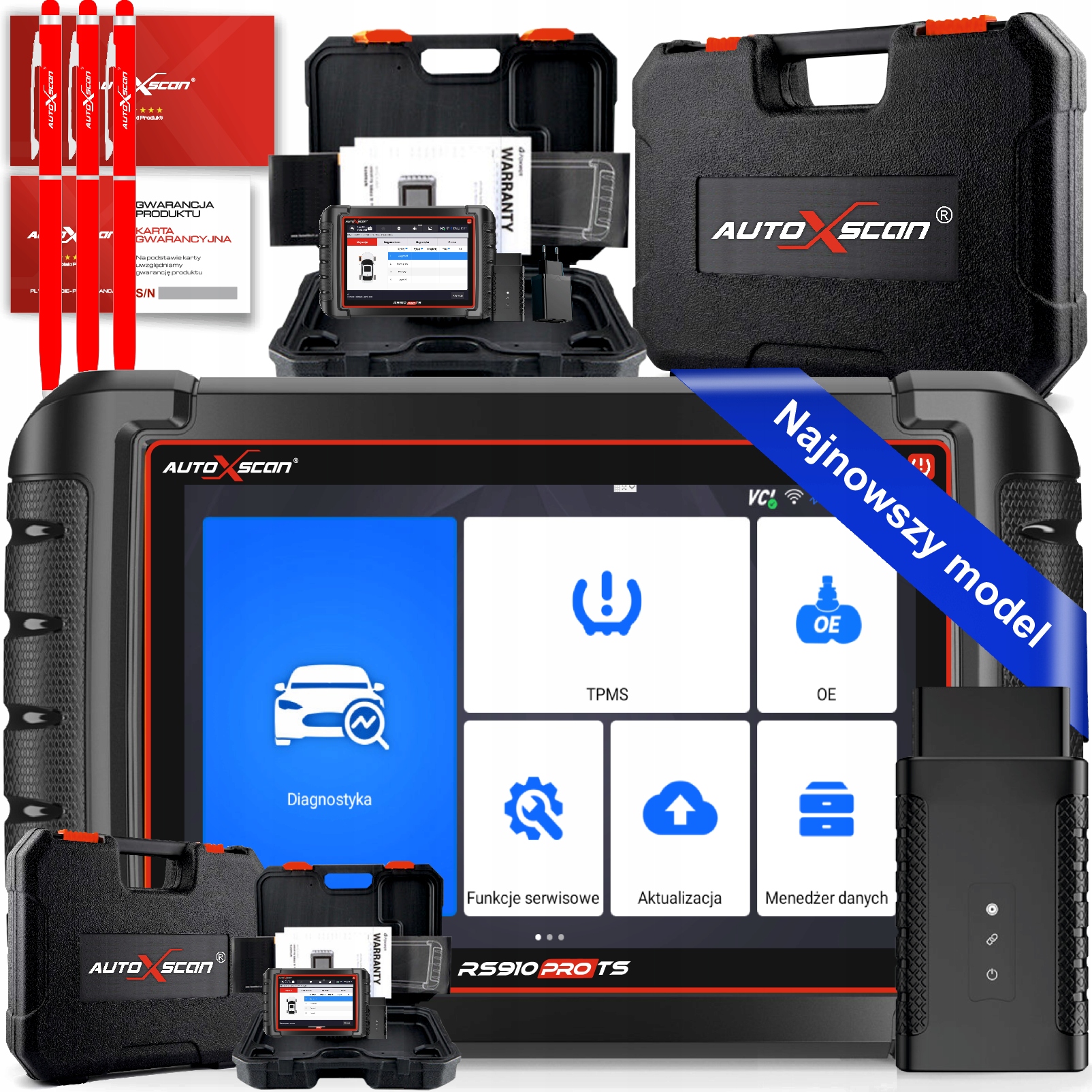 TESTER DIAGNOSTYCZNY AUTOXSCAN RS910 PRO TS POLSKI INTERFEJS KOMPUTER OBD2