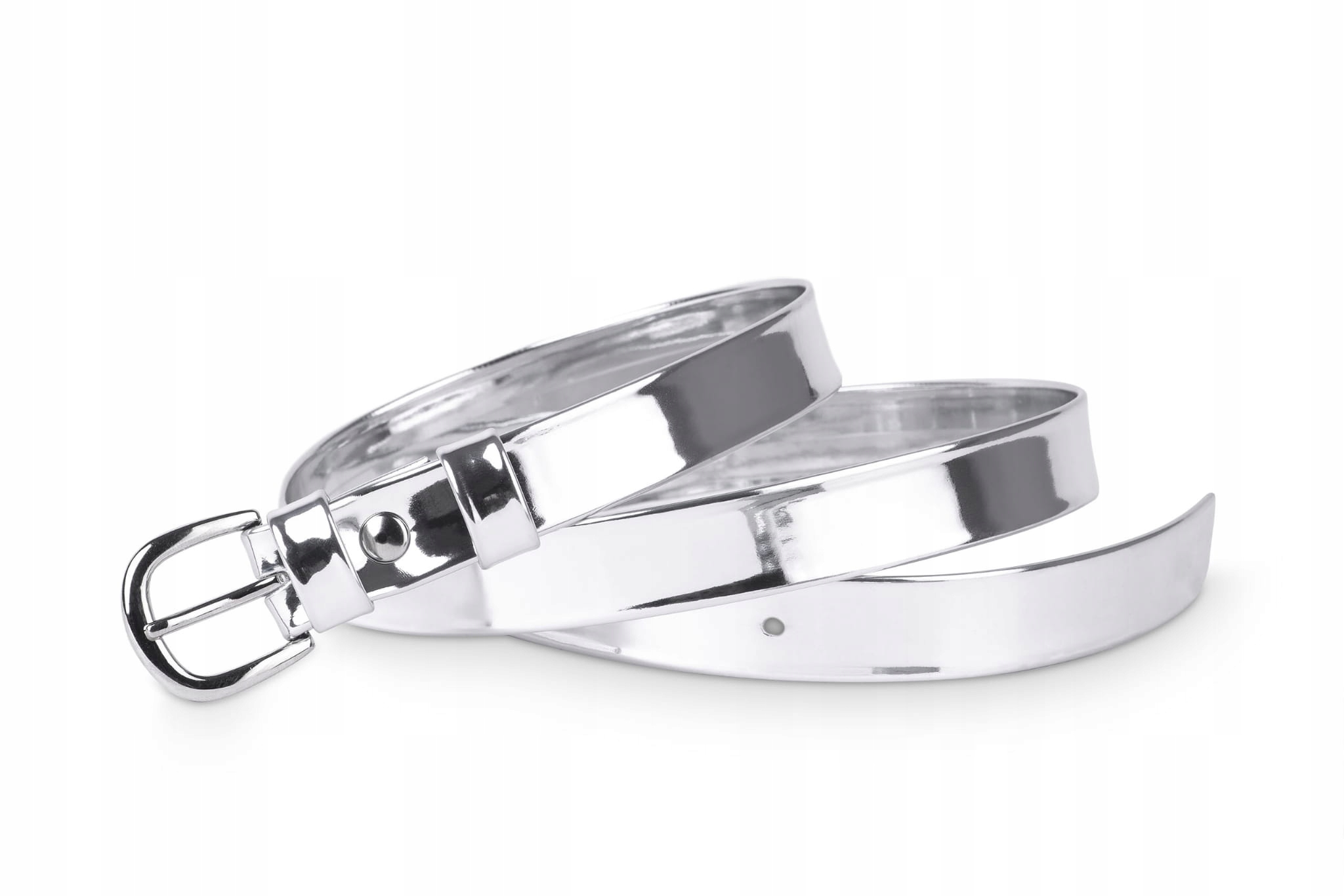 

Pasek damski klasyczny srebrny lakier 2 cm