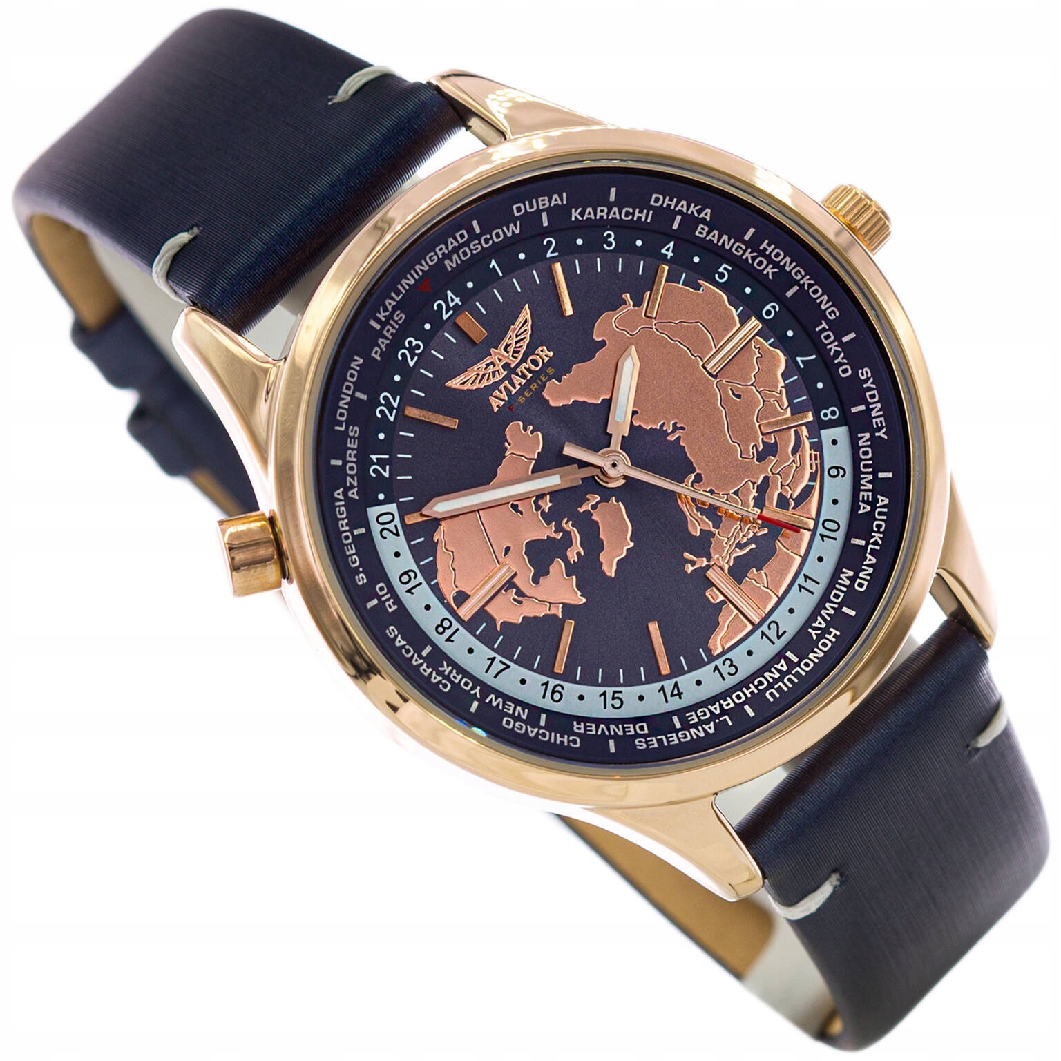 Dámské Hodinky Aviator AVW8660L05 Fialová Mapa Světa