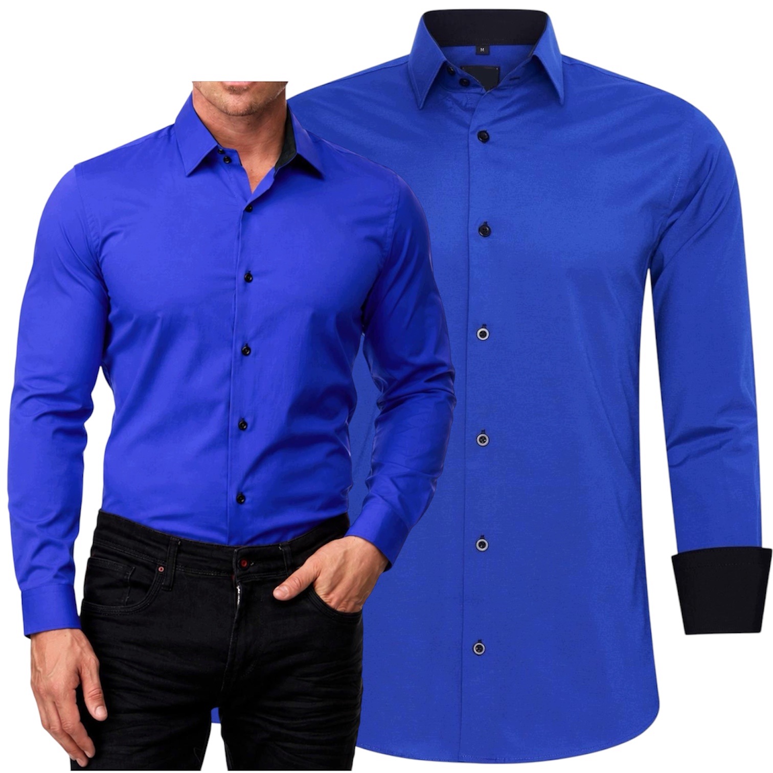 Pánská Elegantní business košile hladká Slim Fit Chabrová M