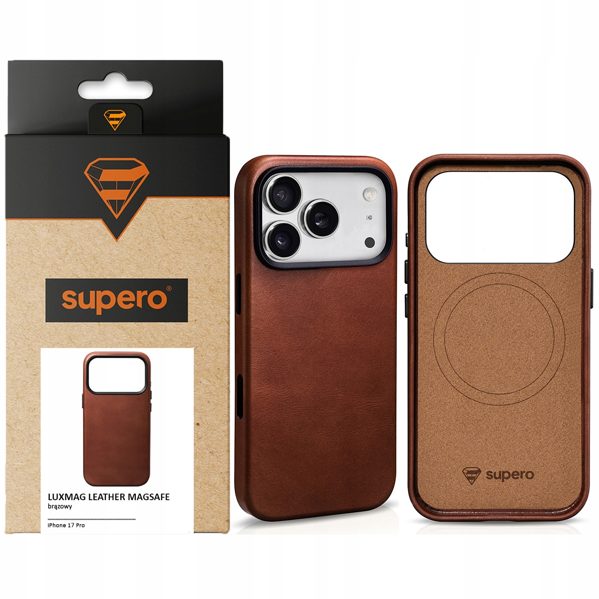 Etui Supero do iPhone 17 Pro, skórzany pokrowiec, obudowa cover do MagSafe