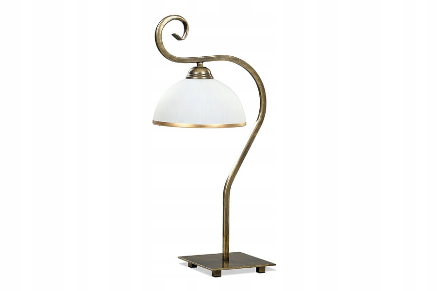 noční stolní lampa, klasická, zlatá, skleněná, bílá, 50 cm Emibig