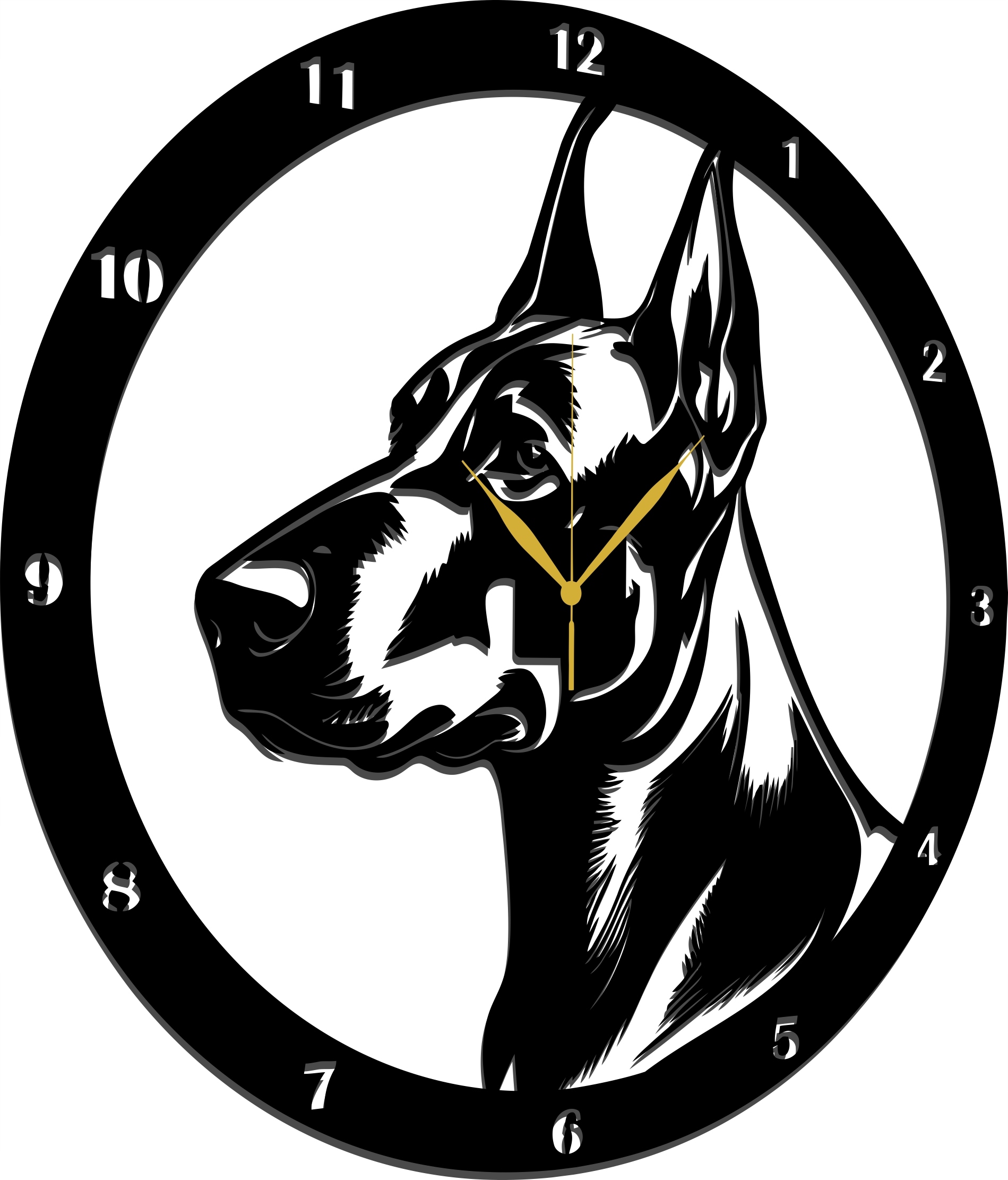 Dobermanské Hodiny Plemene Psů 50 CM 3D