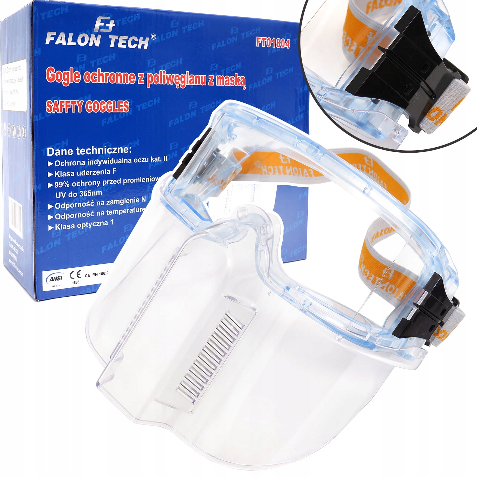 GOGLE OCH. Z MASKĄ PRZECIWODPRYSKOWE Z POLIWĘGLANU