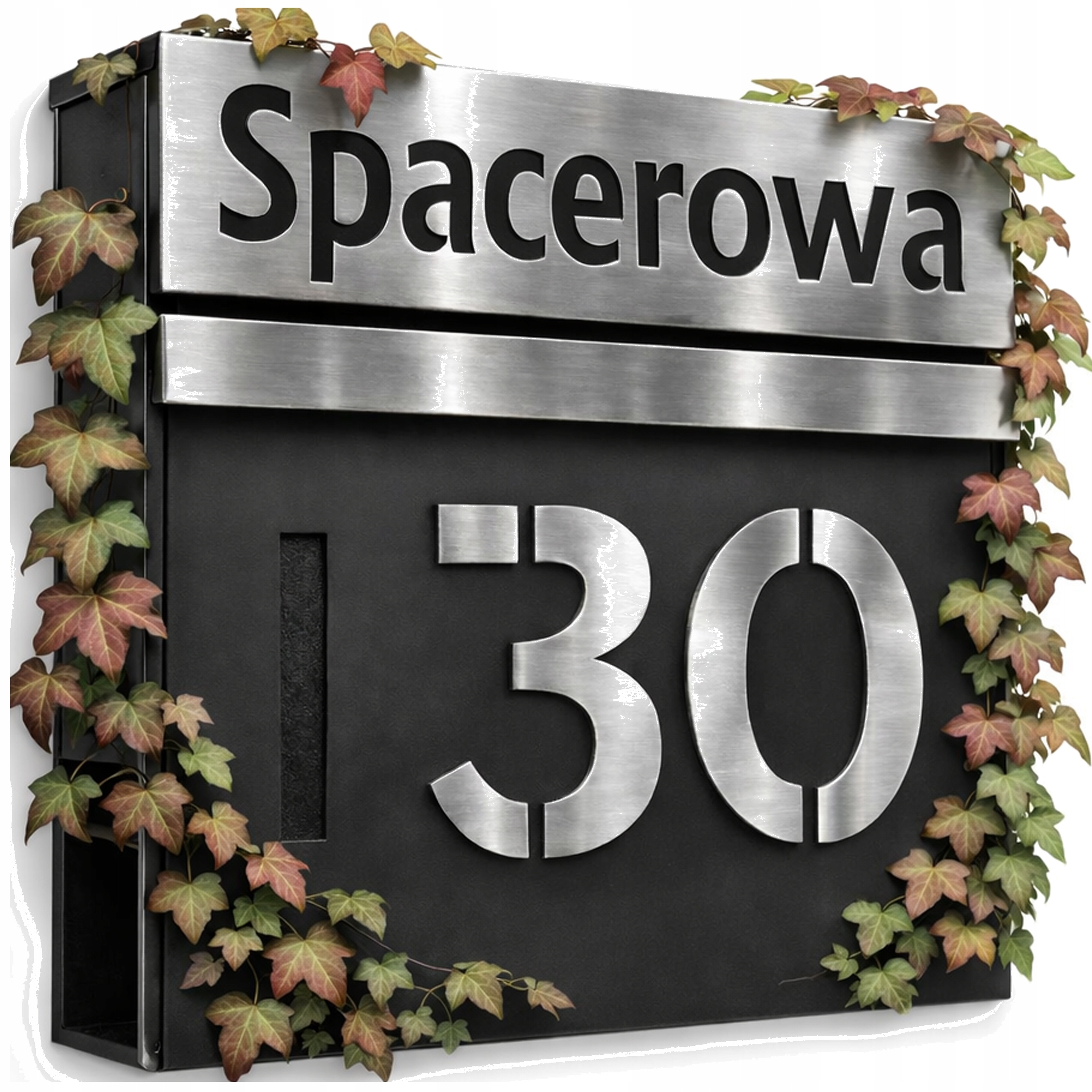 poštovní schránka Antracit Nerezová Ocel 37x37x10,5 Adresa Číslo domu Cnc