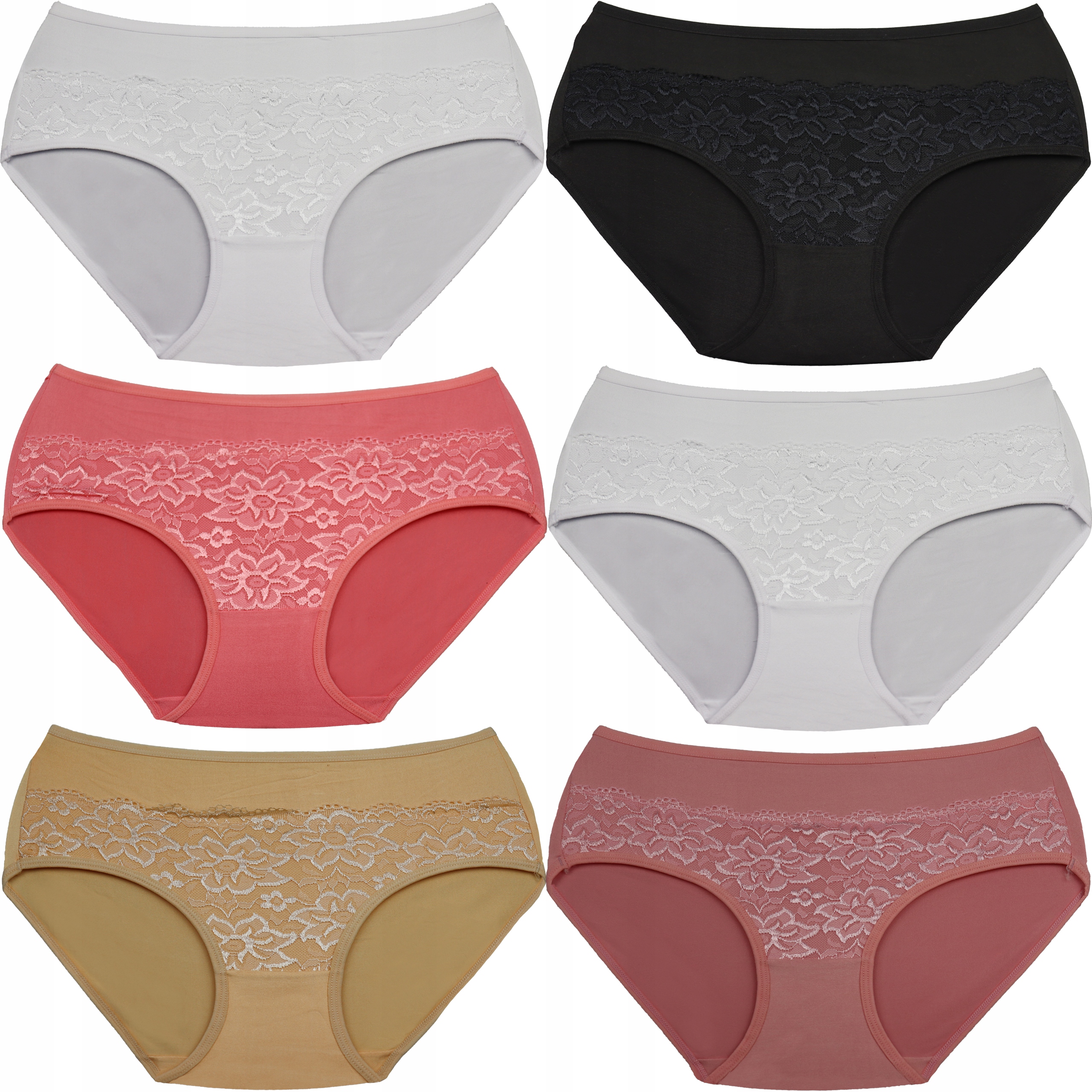 

majtki bambusowe figi damskie koronkowe 6-pak plus