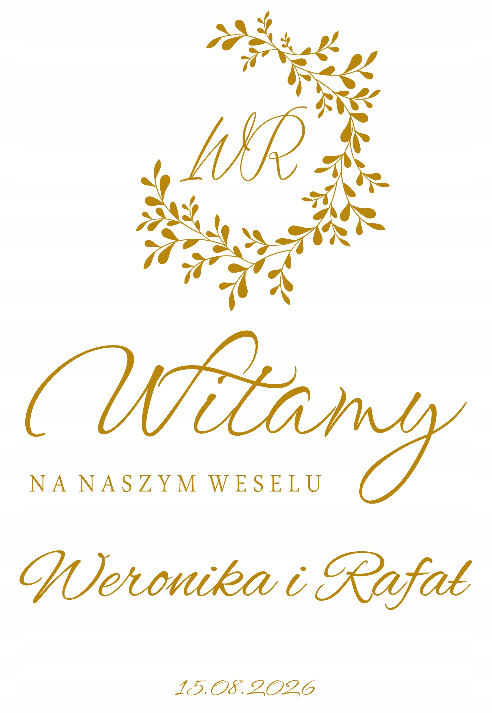 naklejka powitalna Witamy na weselu na ściankę lustro imiona ślub 43x65