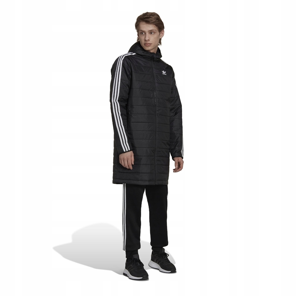 Adidas Černý Prošívaný Kabát Kapuce HM2461 (s)