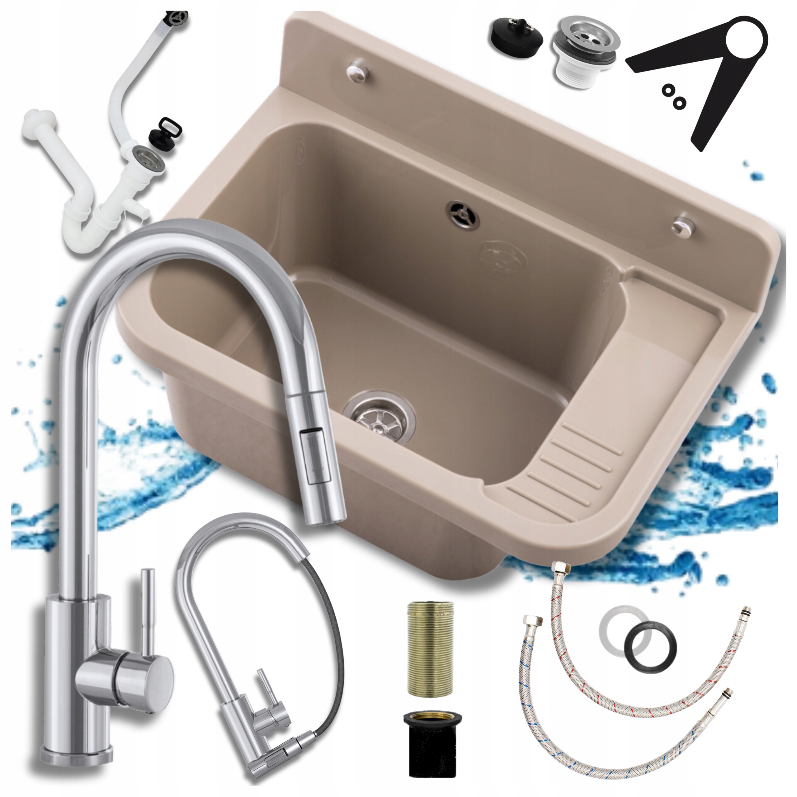 Technický Dřez Pracovní Komora Prádelna Kotelna Vytahovací Baterie Chrom