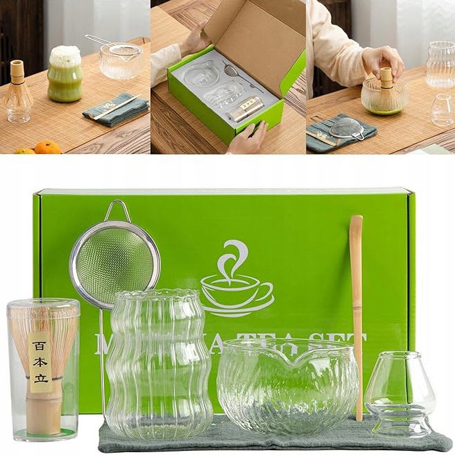 Levně Nástroj Na Matcha Čaj Tradiční Startovací Sada Bambusový Mixér Sada 7 V 1 Na Matcha Čaj