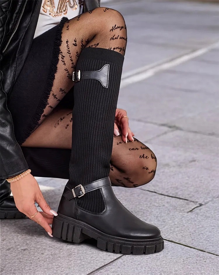 Zasouvací Kozačky Trapery Černé Výtahy 39