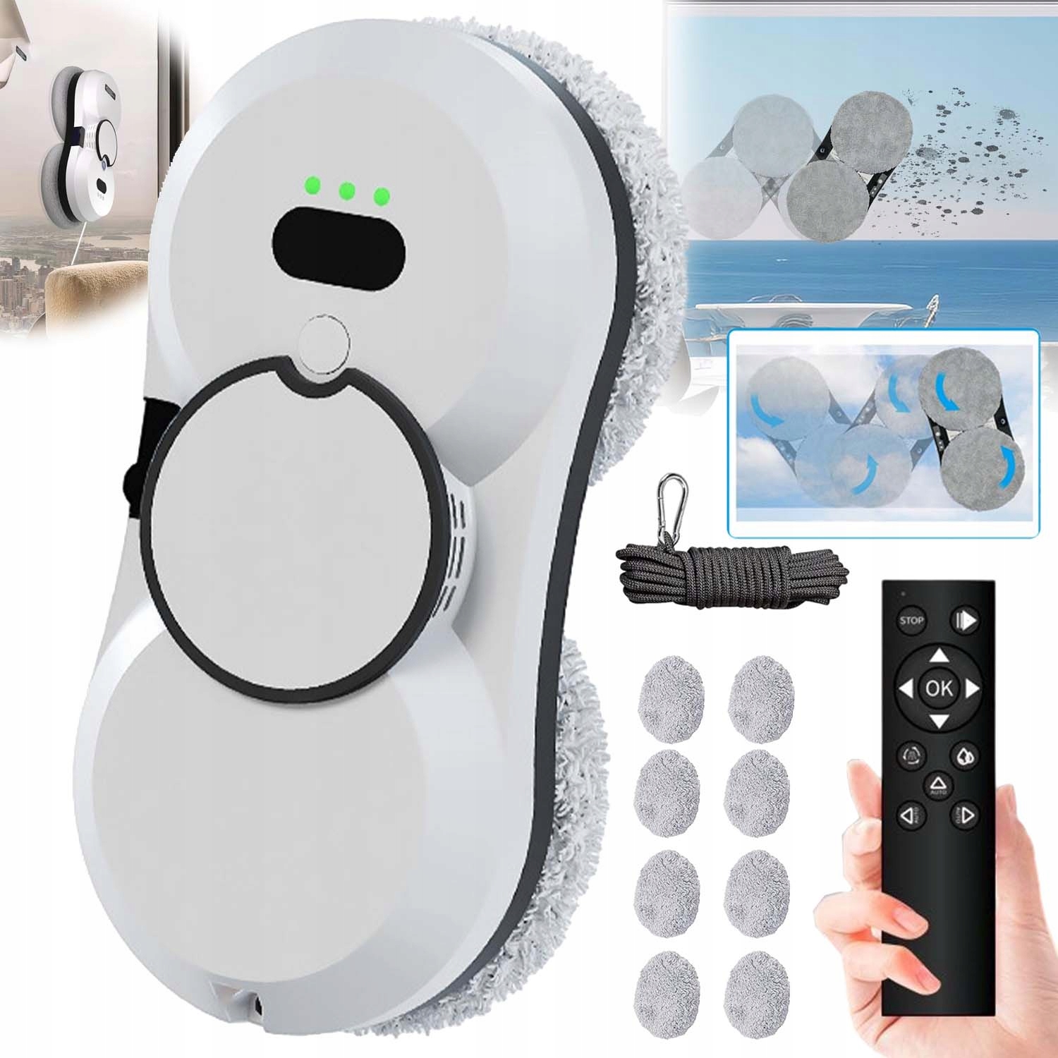 Inteligentní Robot Na Mytí Oken, Sada Automatických Myček, 10 Utěrek