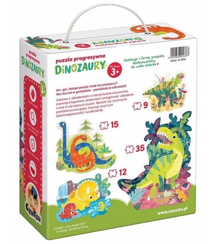 CzuCzu Dinozaury Puzzle Progresywne 71 elementy 4 Układanki 3+ Kod producenta 5902983491538