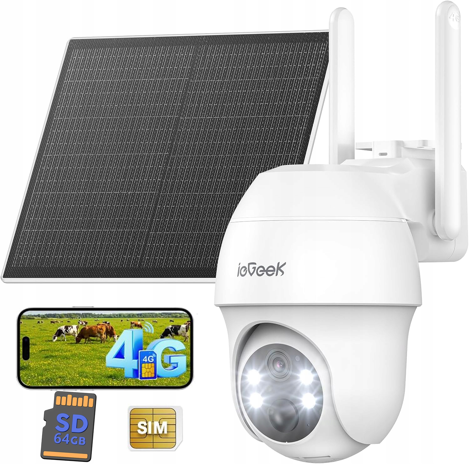 Venkovní Ip kamera s 4G Sim kartou Odolná Baterie 3Mpx 2K Smart Pir Sd