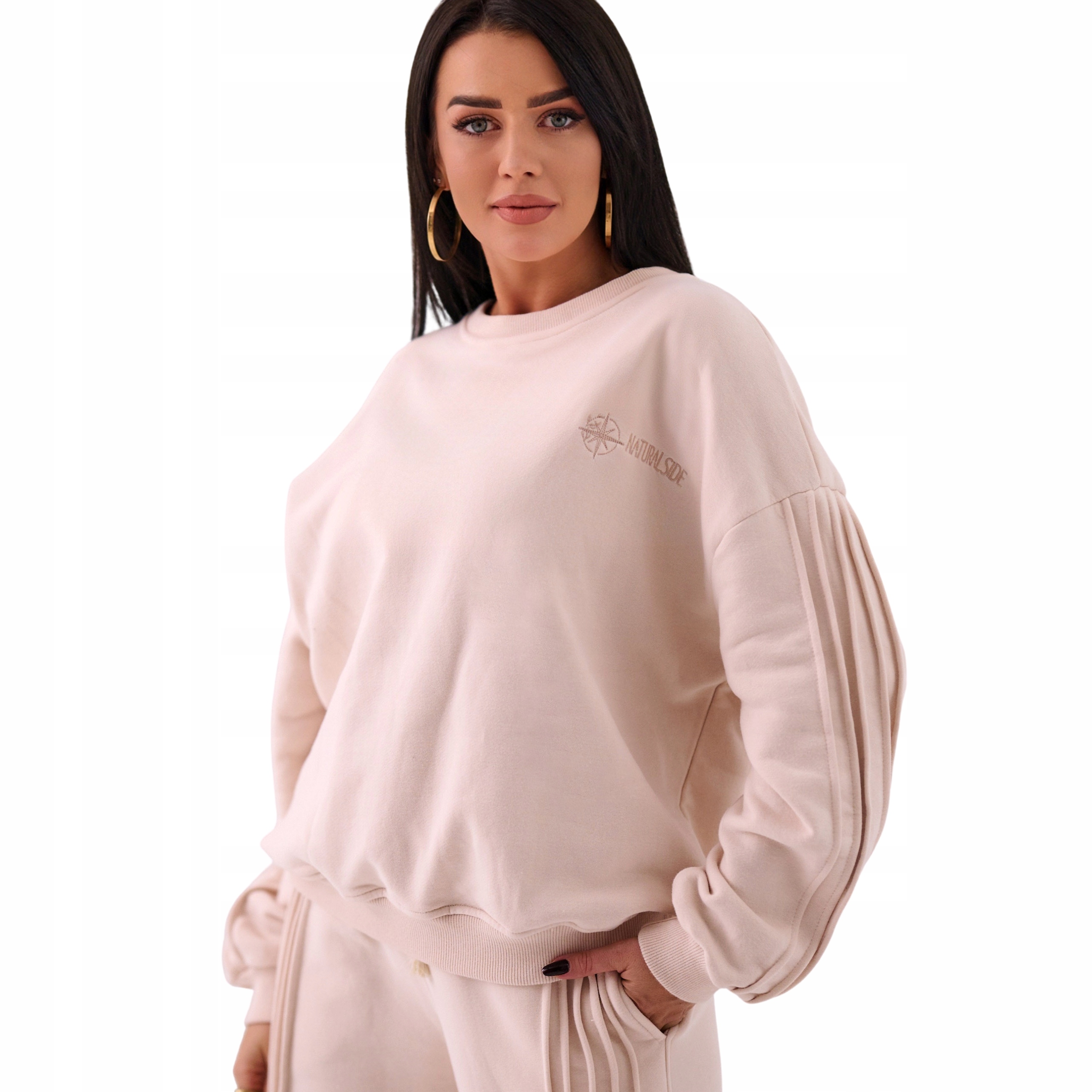 Dámská oversize Mikina s Premium prošíváním jako dárek béžová M/L