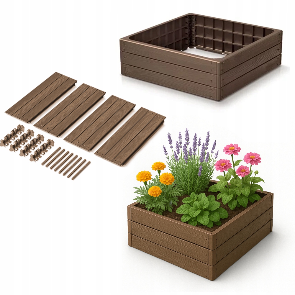 Rabata ogrodowa Base Woody Rustykalna Cegła – podniesiona grządka skrzynia